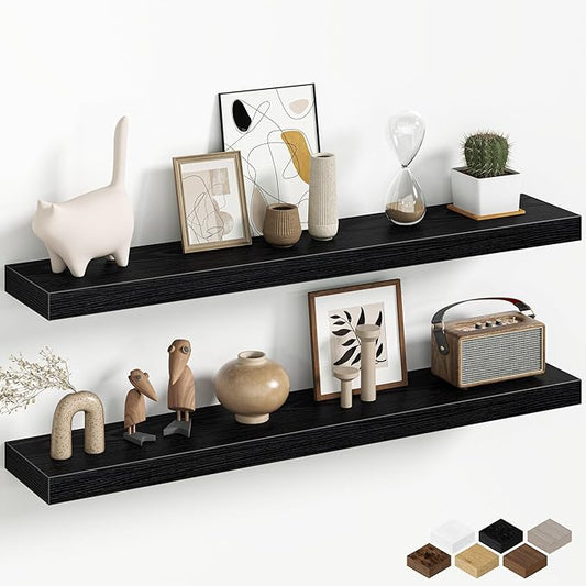 Fun Memories 36 Inch Floating Shelves Wall-Mounted, Rustic Wood Shelf