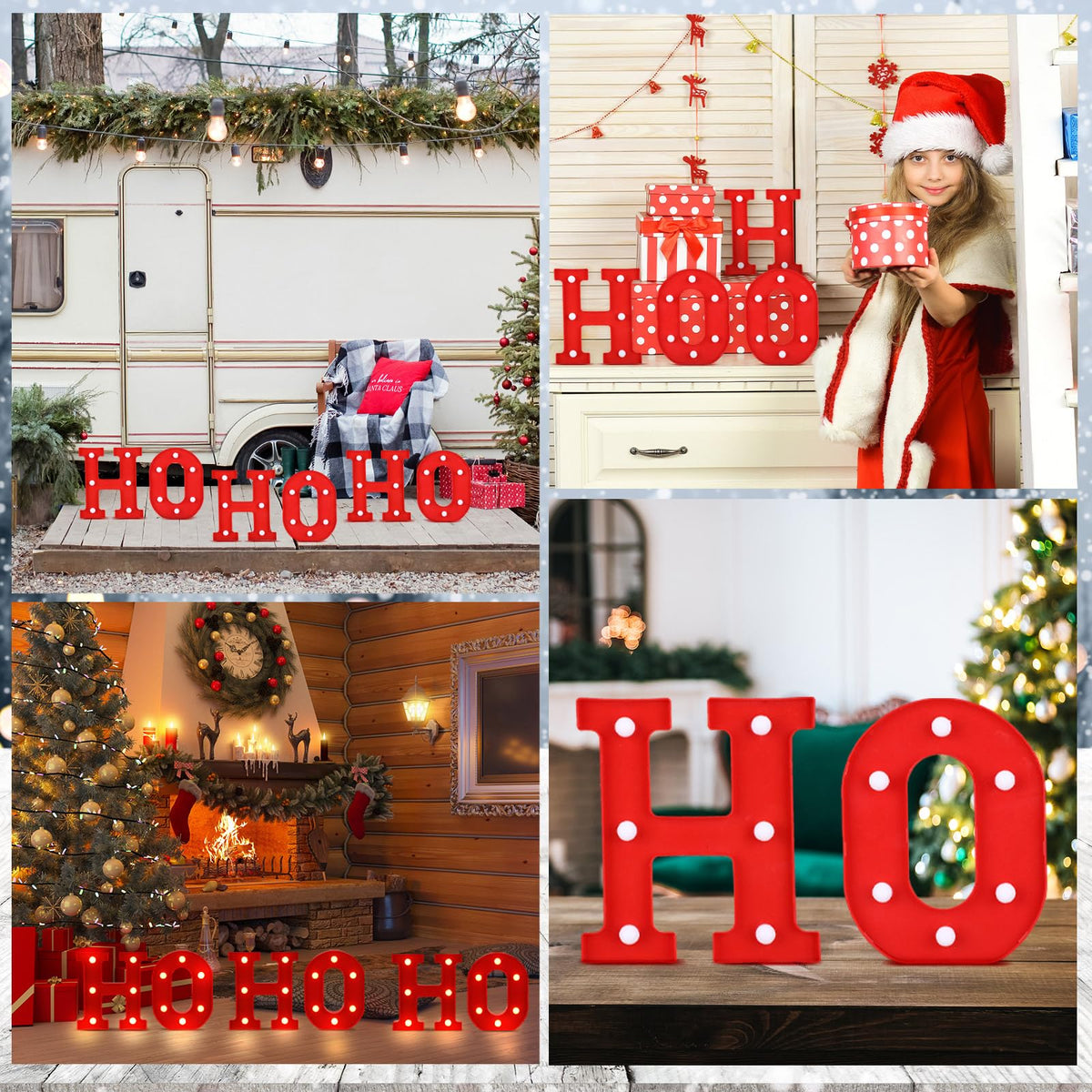 VIHOSE Christmas LED Letter Lights Sign Table Indoor Decoration Light up Letters Battery Powered Letter for Home Bar Christmas Party Bedroom Tabletop Indoor Decoration Gift (HOHOHO)