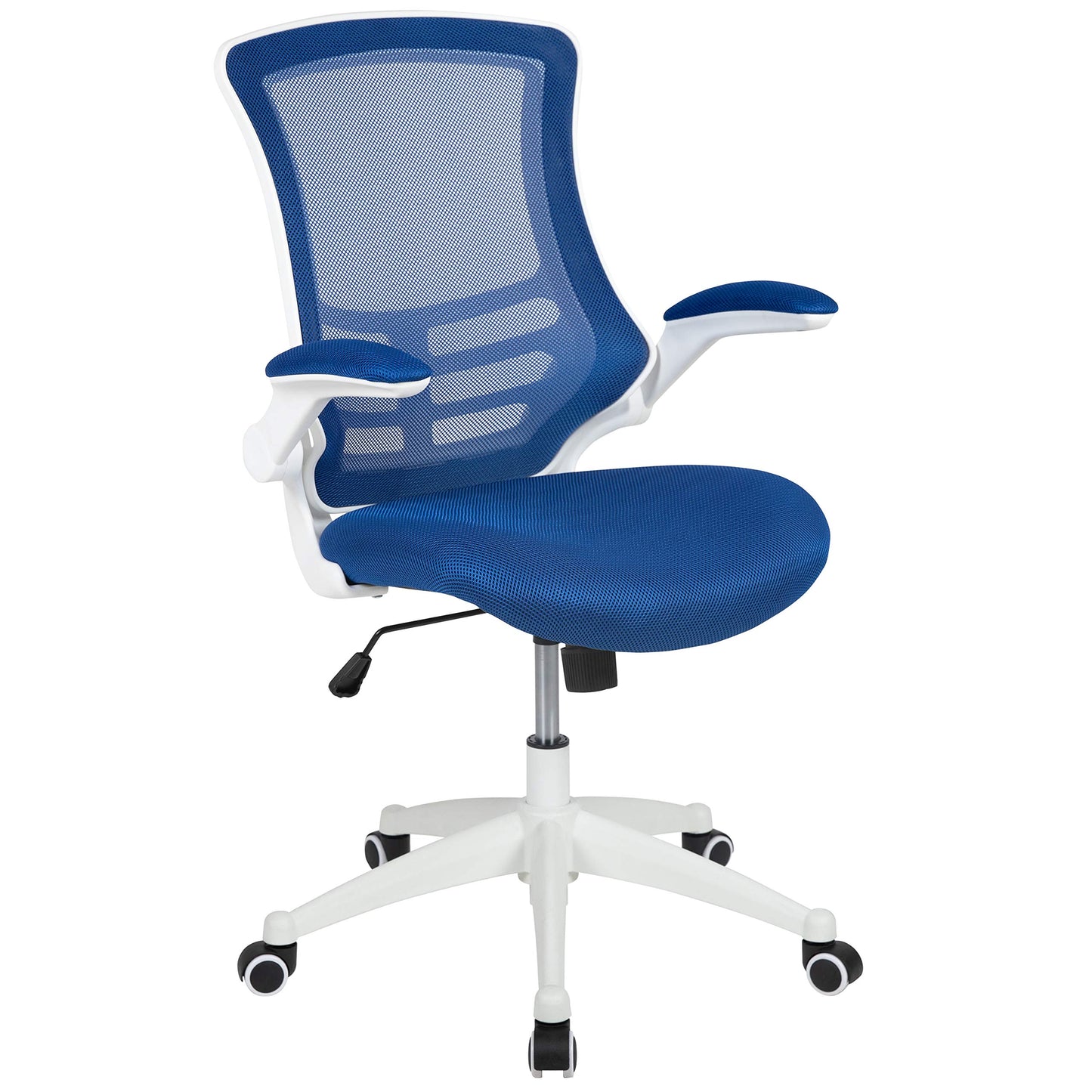 Flash Furniture Kelista Office Chair, Ergonomic, Mid-Back, White Frame, Blue Mesh with Swivel