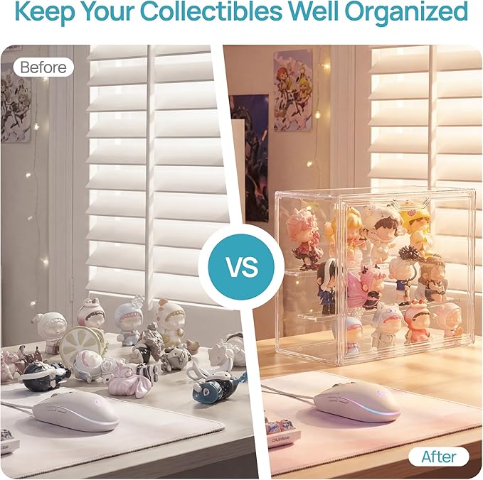 Vtopmart 4 Pack Acrylic Display Case, Stackable Figure Display Case