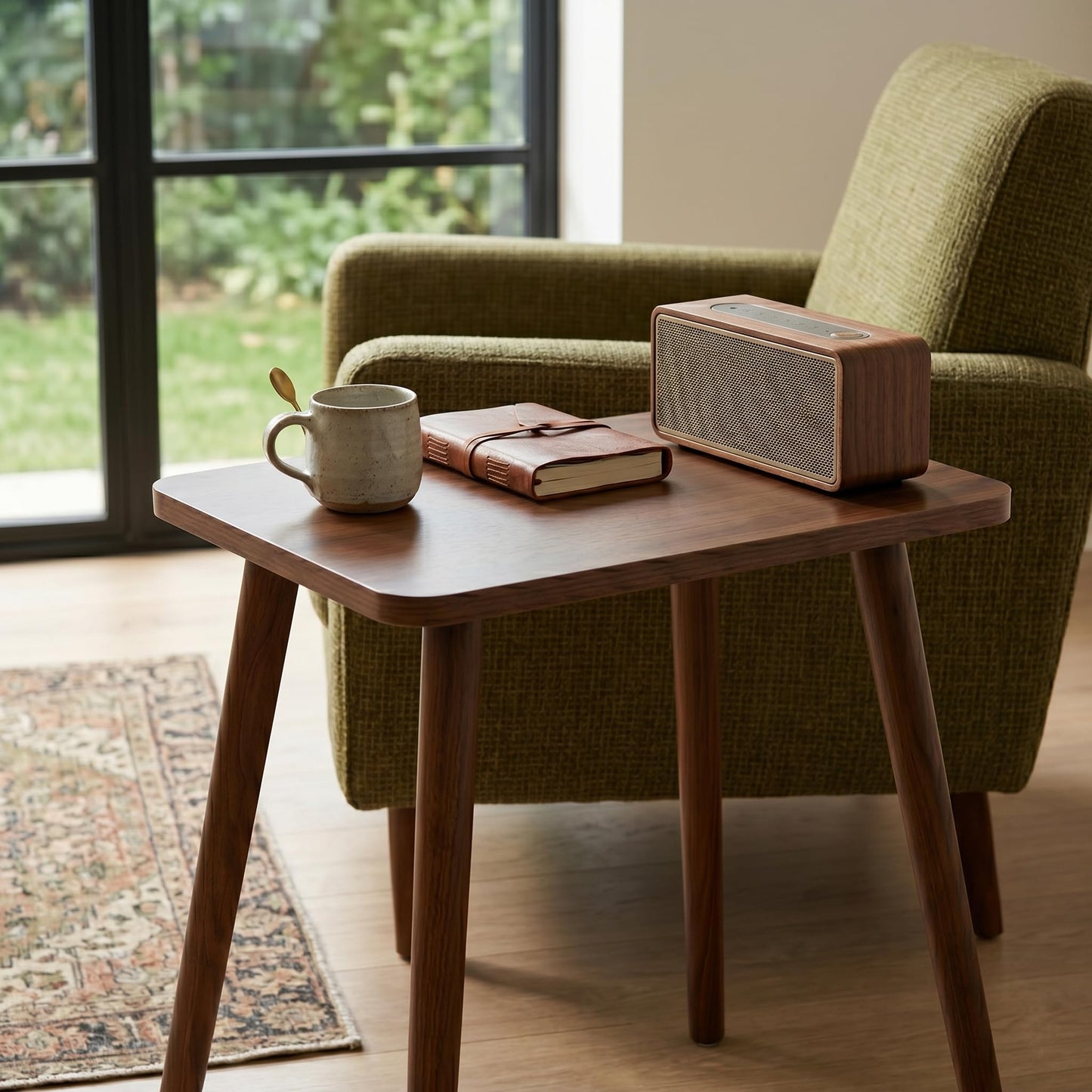 FORAOFUR Small Side Table, Modern Short End Table with Wooden Legs, Easy to Assemble Mini Living Room Table for Sofa Bedroom, Minimalist Bedside Furniture for Small Apartments and Limited Spaces Brown