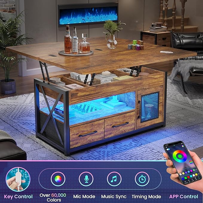 Itaar 40" Lift Top Coffee Table, 4 in 1 Coffee Tables