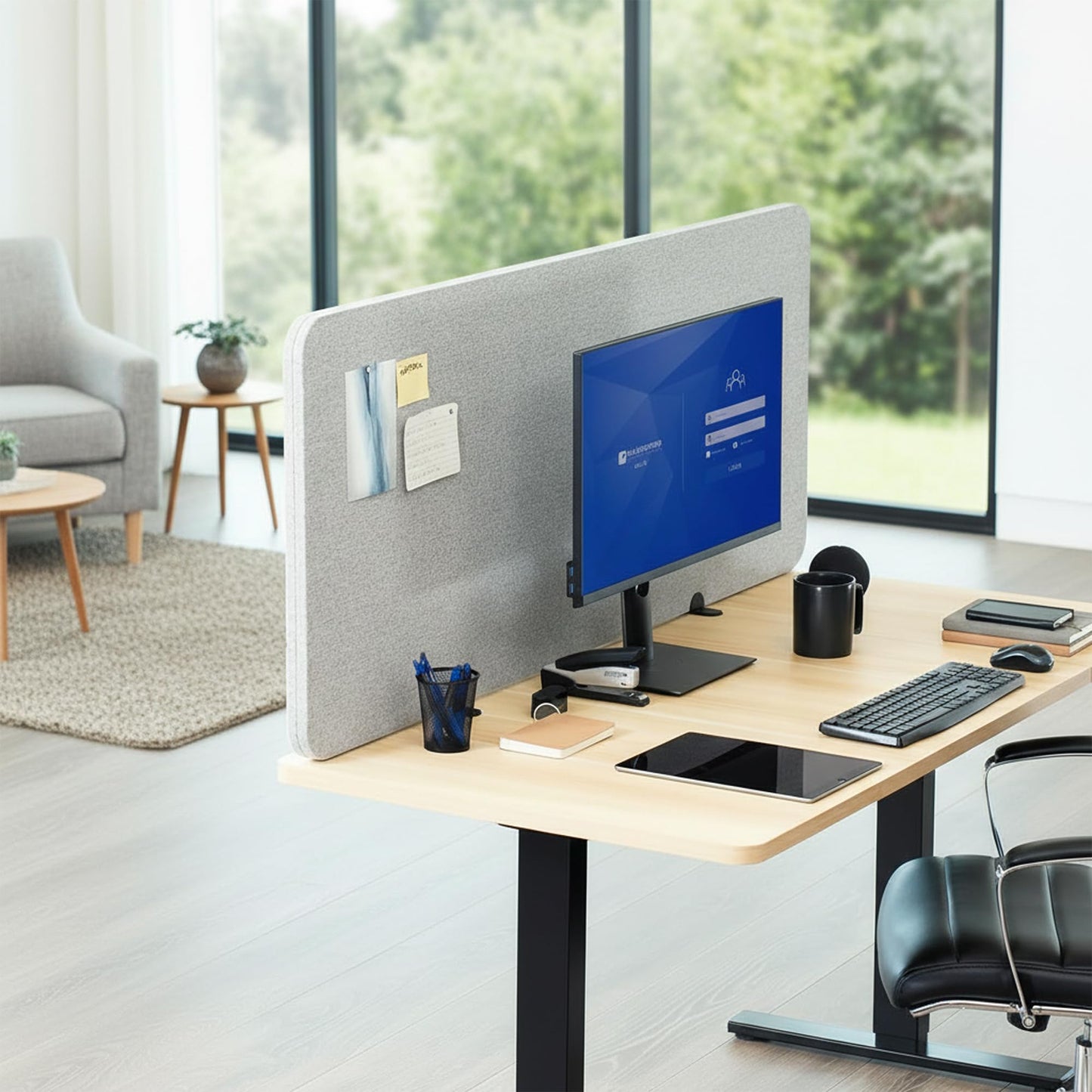 VIVO Gray Freestanding 59 x 24 inch Privacy Panel, Sound Absorbing Cubicle Desk Divider, Acoustic Partition, PP-1-V060G-S