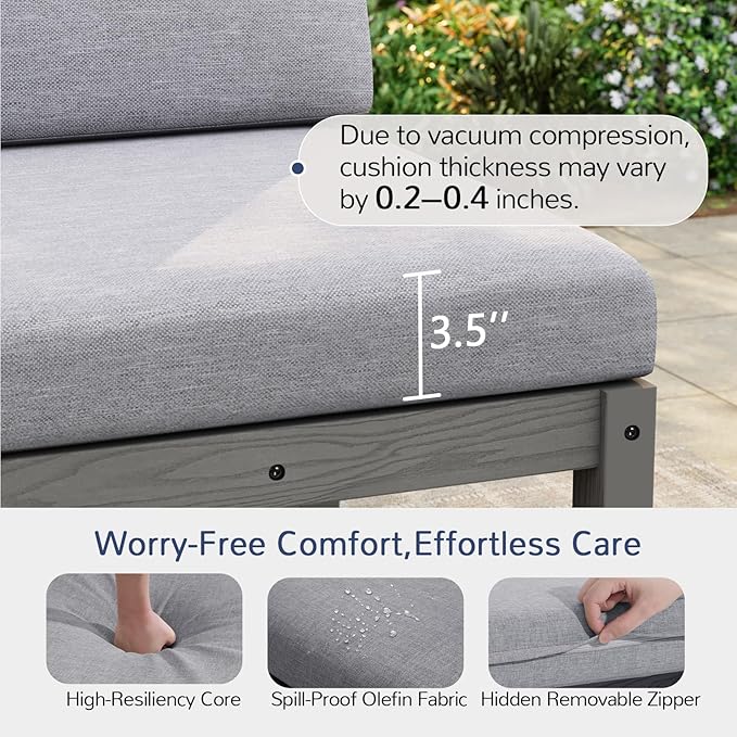 Stoog Patio Furniture Set, 6-Piece All-Weather Outdoor Sectional Sofa Set
