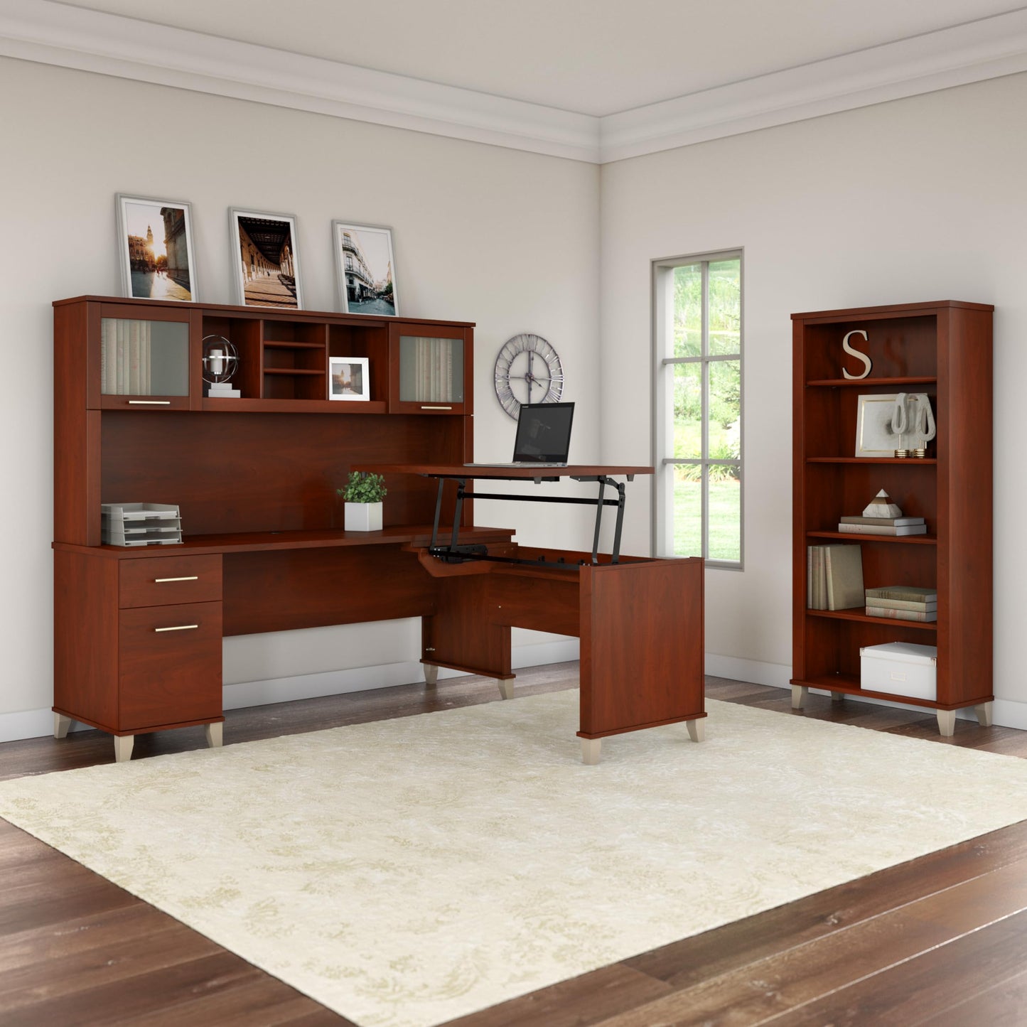 Bush Furniture 72-inch Home Office Desk with Drawers, Large Computer Table for Personal Workspace, Somerset Collection, Hansen Cherry
