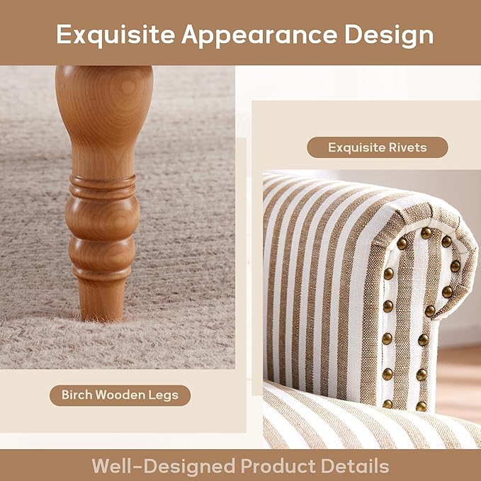 HUIMO Linen Fabric Accent Chair, Mid-Century Modern Armchair