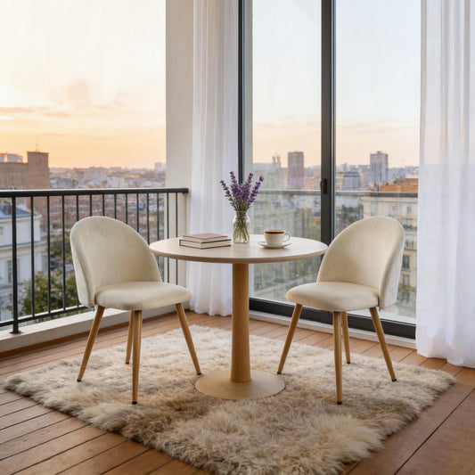 ACOHOOK Dining Chairs Set of 2, Velvet Comfortable Seats, Mid-Century Modern Living Room Chairs, Upholstered Kitchen Chairs with Wooden Legs and Padded Seat for Bedroom Office Easy Assembly, Beige