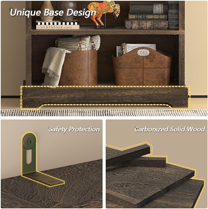 TVU 6-Tier Wooden Book Shelf, Floor-Standing Display Bookcase, 77.2" H x 31.5"