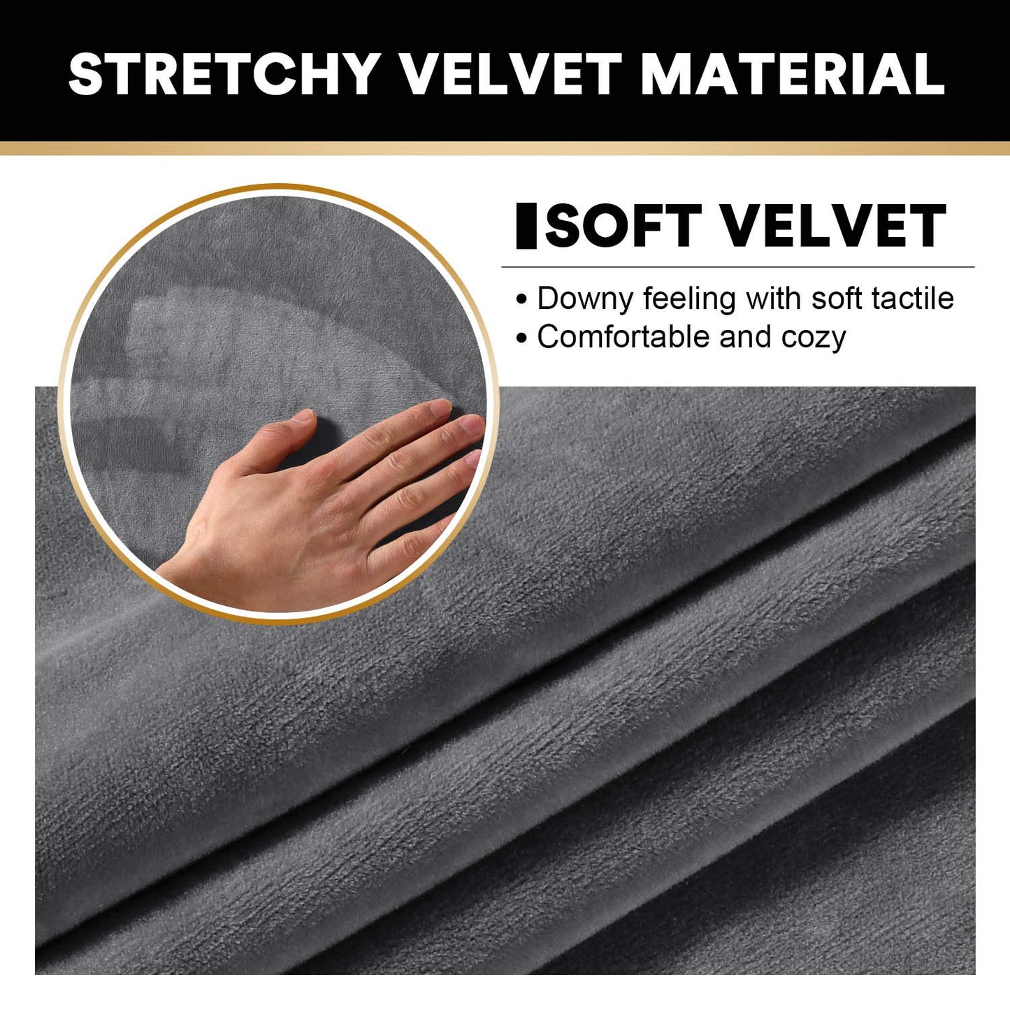 PrinceDeco Real Velvet Plush Ottoman Cover Soft Rectangle Folding Storage Covers Furniture Protector Removable Footstool Protect Footrest Covers Elastic Bottom(X-Large, Grey)