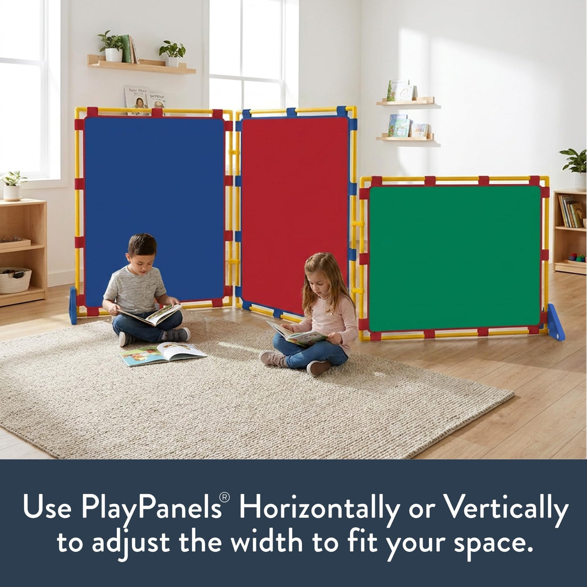 Children's Factory Big Screen PlayPanel - Set of 3, Kids Room Divider, Classroom Privacy Screen, Cantilever Feet Included, Rainbow
