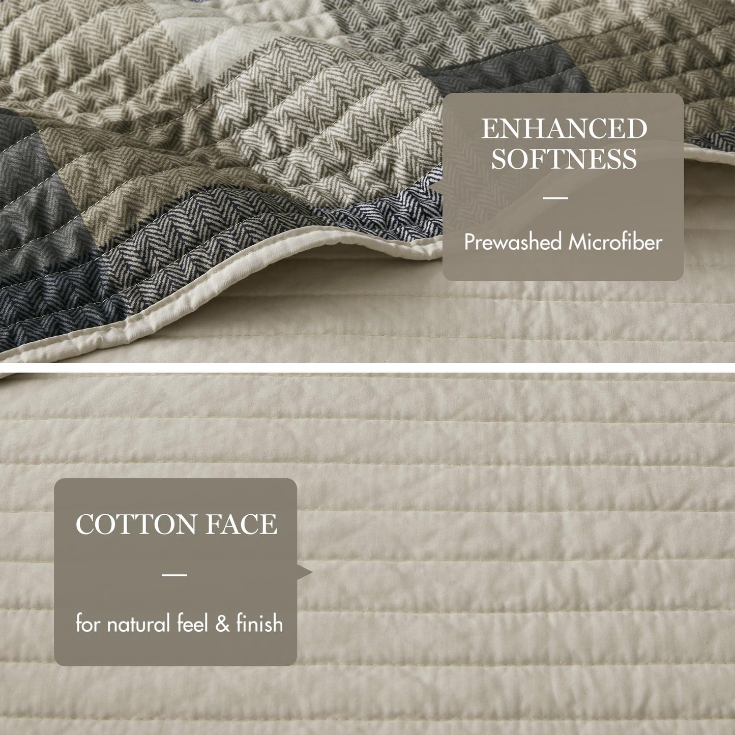 Madison Park Ridge Daybed Cover Set - Cabin Lodge Plaid Herringbone Print Reversible Design, All Season Luxury Bedding with Bedskirt, Matching Shams, Decorative Pillow, 39"x75", Neutral 6 Piece
