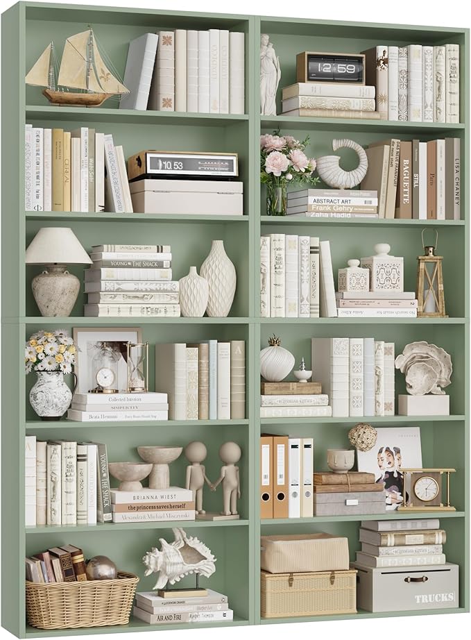 FOTOSOK 6-Tier Open Bookcase and Bookshelf Set of 2, Freestanding Display