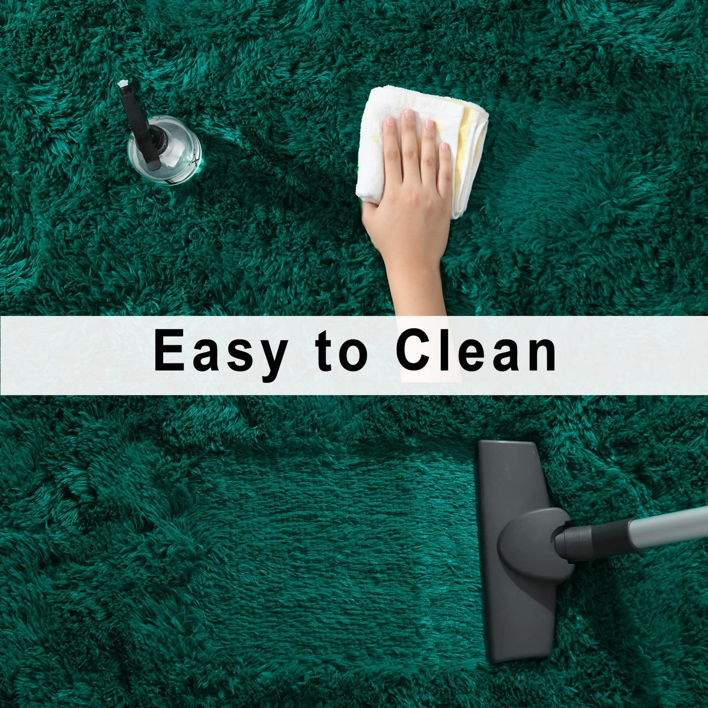 Merelax Soft Modern Indoor Shaggy Area Rug for Bedroom Livingroom Dorm Kids Room Home Decorative, Non-Slip Plush Fluffy Furry Fur Rugs Comfy Nursery Accent Floor Carpet 4x5.9 Feet, Deep Green