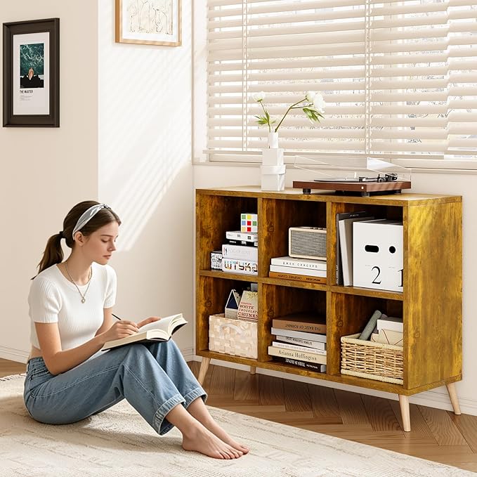 6 Cube Storage Organizer, Wood Bookcase