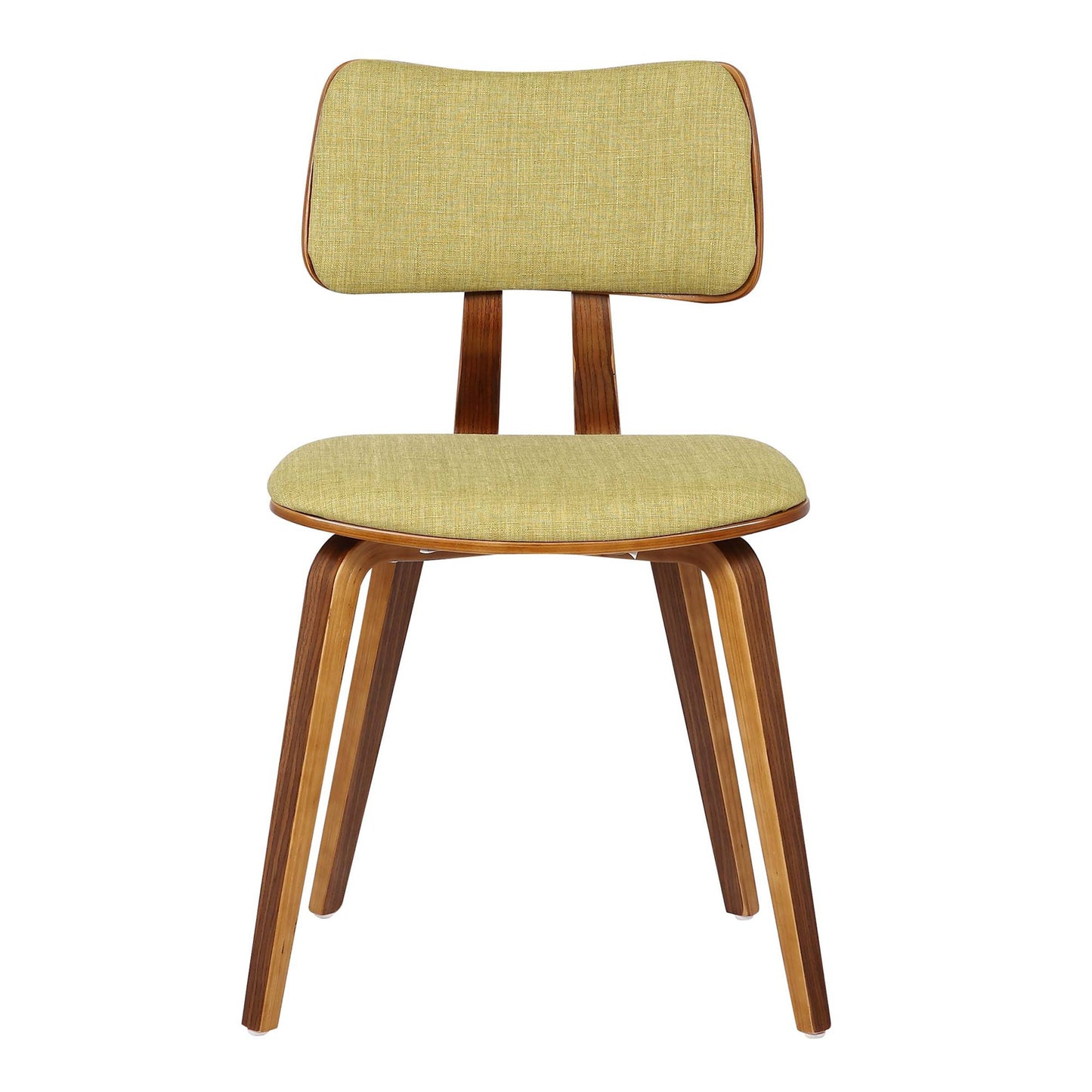 Armen Living Jaguar Mid-Century Dining Chair in Walnut Wood and Green Fabric