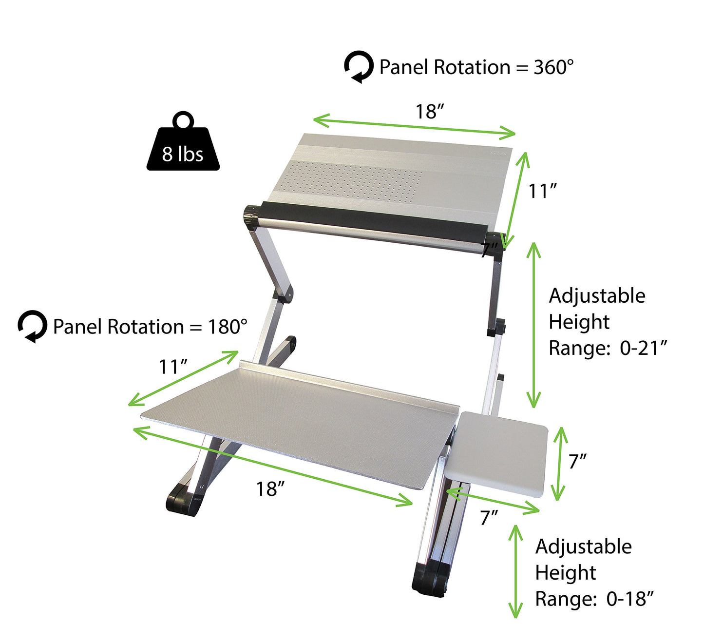 WorkEZ Standing Desk Conversion Kit with 2 fans & 3 usb ports. Perfect Laptop Sit to Stand Converter Ergonomic Adjustable Height & Angle Negative Tilt
