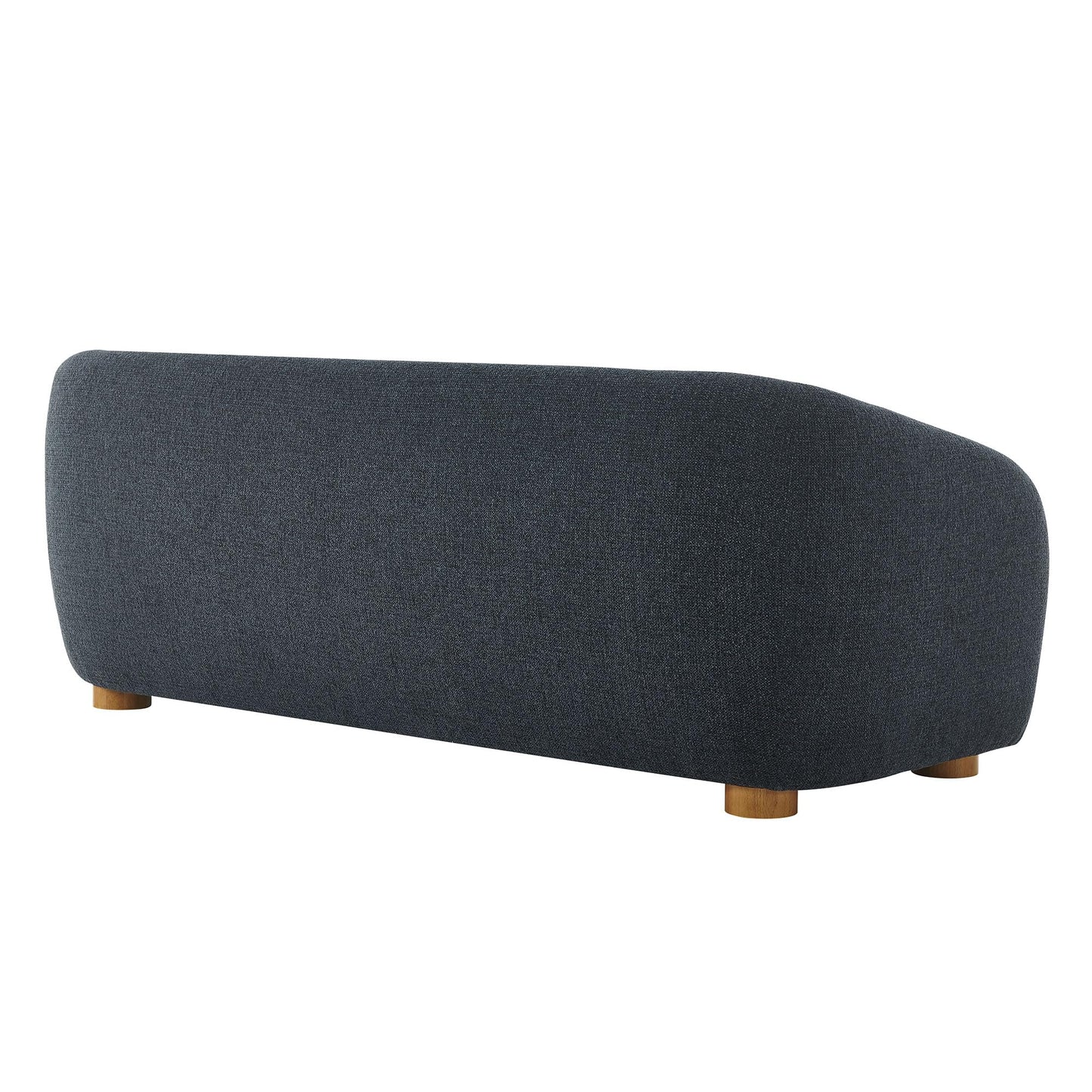 Modway Holland 85 Inch Minimalist Curved Back Sofa in Navy – Chenille Fabric Sofa with Ball Throw Pillows and Wood Feet – Modern 3-Seater Couch for Living Room