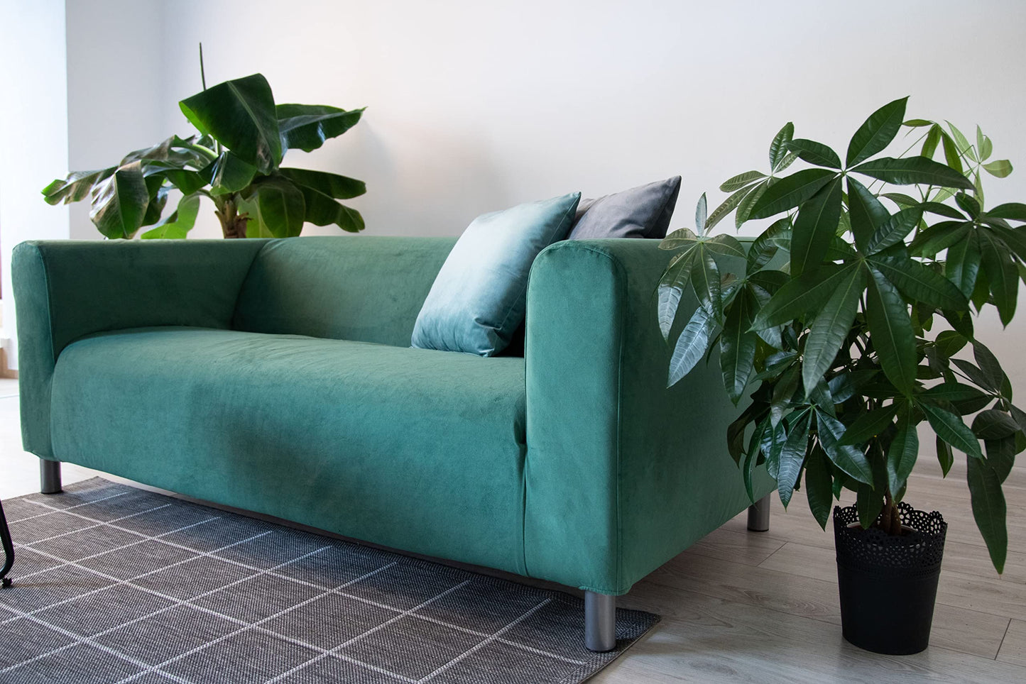 MASTERS OF COVERS Snug Fit Classic Velvet Klippan Loveseat Slipcover for The IKEA 2 Seater Klippan Loveseat Sofa Cover Replacement (Green, Velvet)