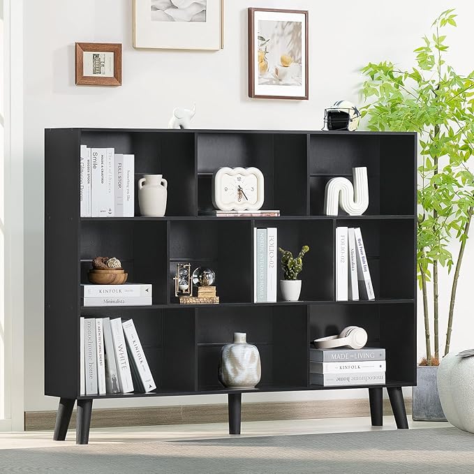 YAHARBO 10 Cube Large Bookshelf, 3 Tier Bookcase