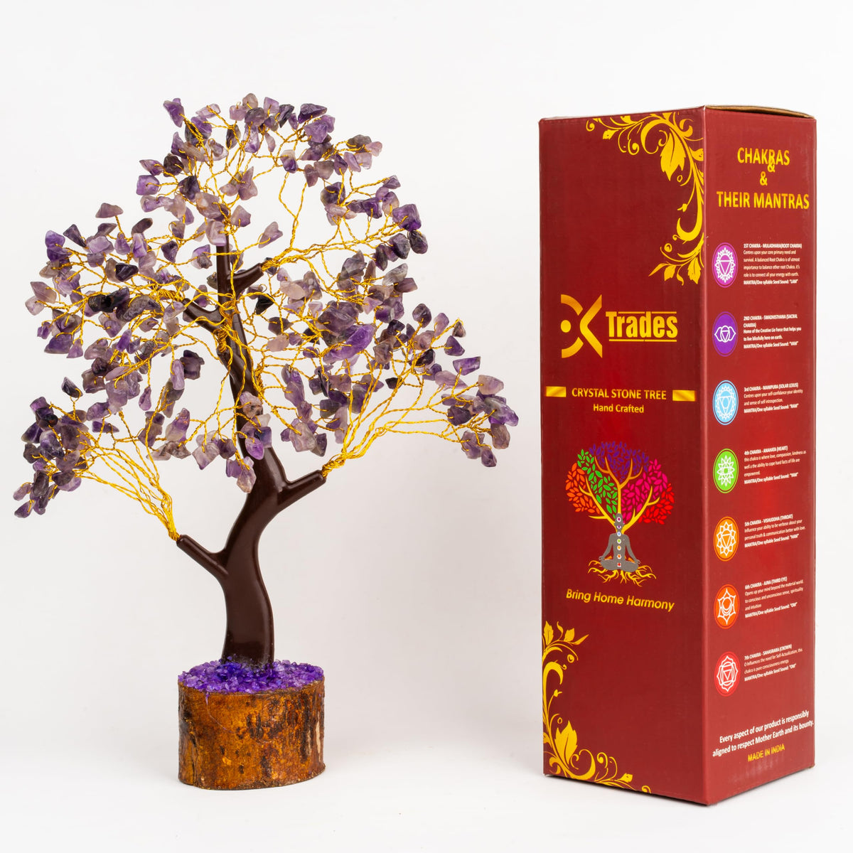 DK trades® Amethyst Chakra Natural Healing Gemstone Crystal Bonsai Fortune Money Tree for Good Luck, Wealth & Home Office Kitchen Decor Ideal Gift 300 (Amethyst, 300 Beads)
