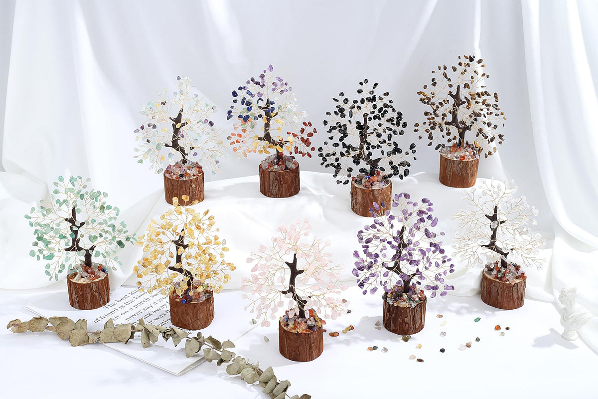QINJIEJIE Amethyst Crystal Tree of Life Decor Healing Crystals Positive Energy Gemstones Money Tree Purple Decor Room Office Desk Accessories Spiritual Purple Gifts for Women