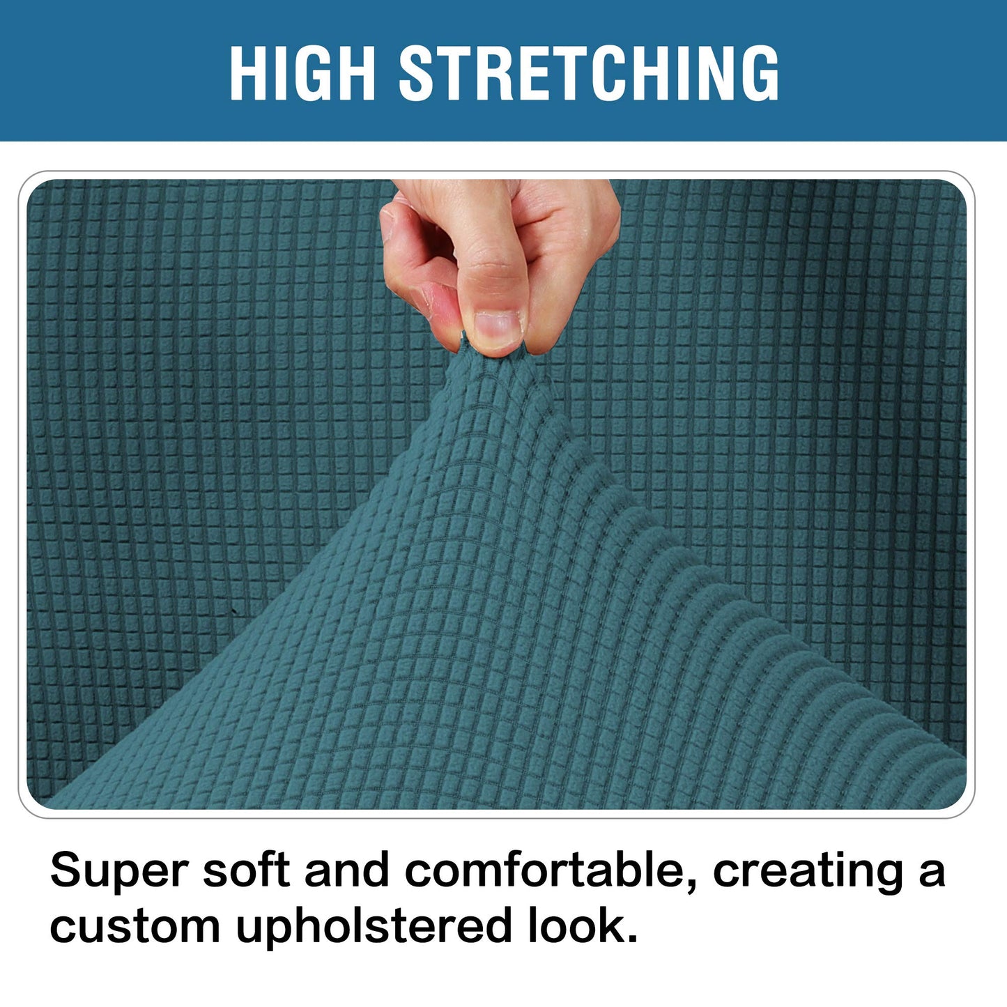 H.VERSAILTEX Ottoman Cover Slipcover Rectangle Fit Length 29'-34' Footrest Sofa Slipcovers Stool Cover Footstool Protector Covers Feature Stretch Thick Soft Jacquard Fabric Washable - Deep Teal
