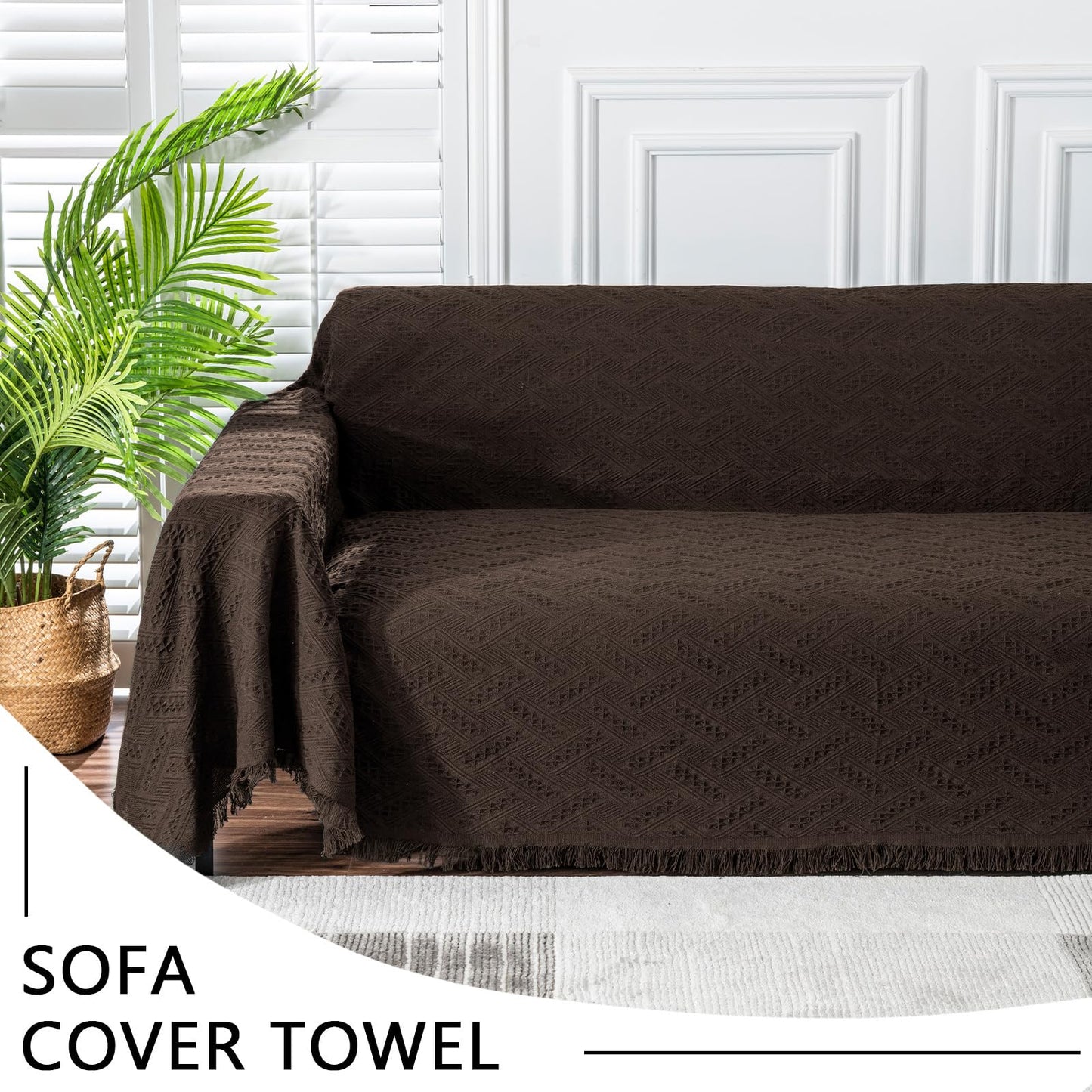 MEETSKY Sofa Covers Couch Covers for 3 Cushion Couch Sofa L Shape Sectional Couch Covers for Dogs Washable Luxury Bed Blanket Couch Protector for Pets, Kids(X-Large: 71" x 118", Chocolate)