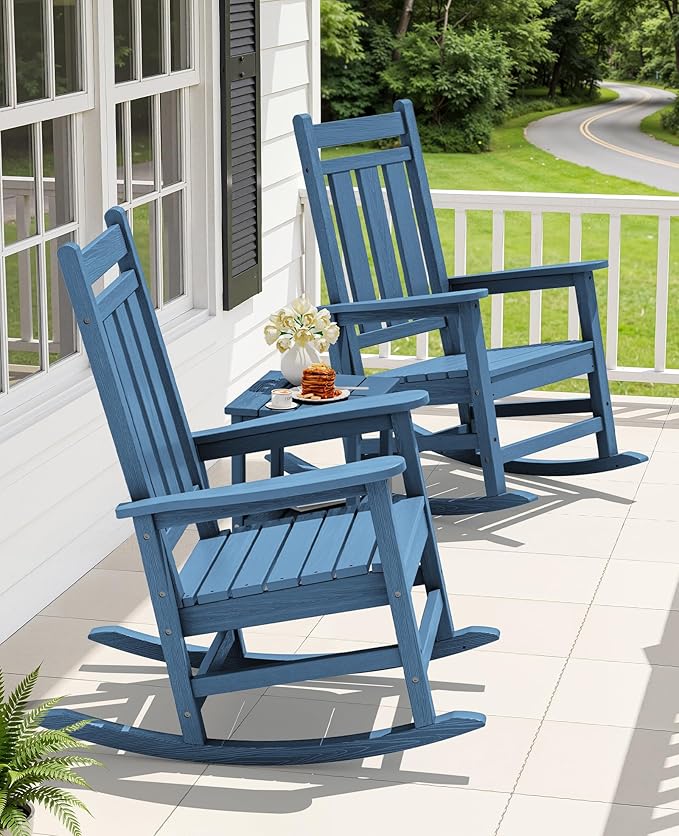 KINGYES Oversized Outdoor Rocking Chair Set of 6, All-Weather Patio Rocking