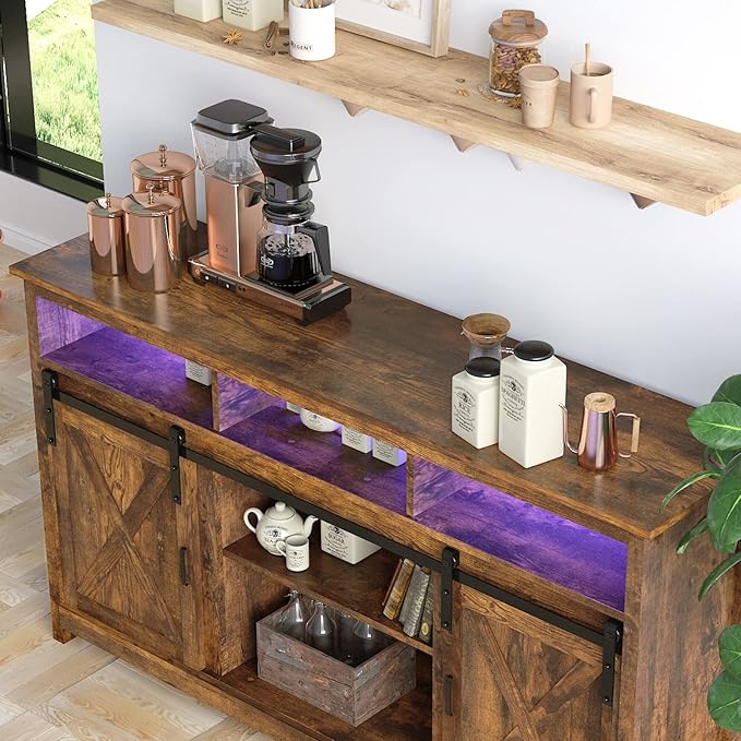 Farmhouse TV Stand for 65 inch TVs, Rustic Entertainment Center Cabinet