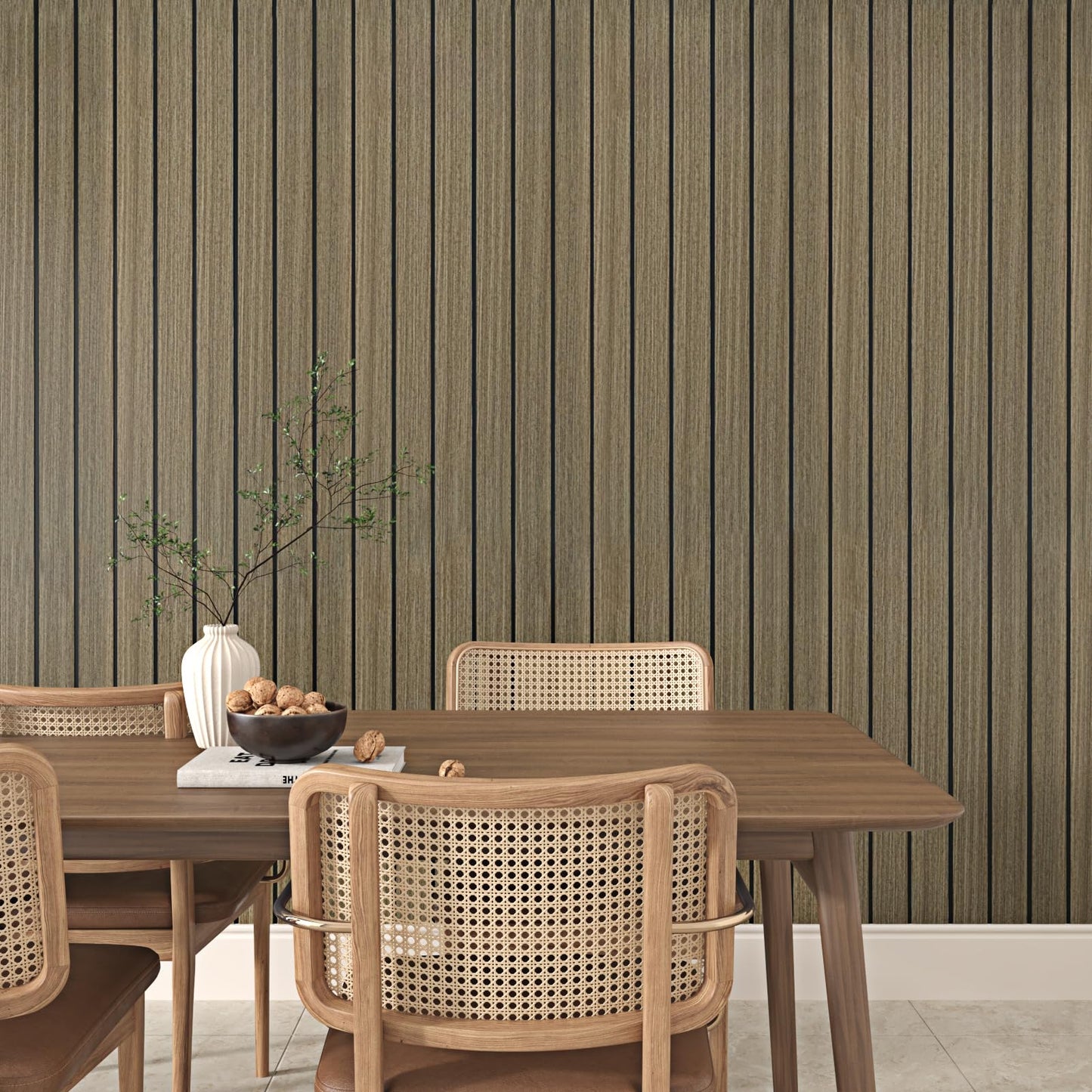 STICKEEP PVC Wood Slat Wall Panel 197"x23.6" Brown Acoustic Wall Panels Peel and Stick Self Adhesive 3D Wooden Slat Wallpaper Soundproof Foam Paneling for Bedroom Living Room Studio Ceilings