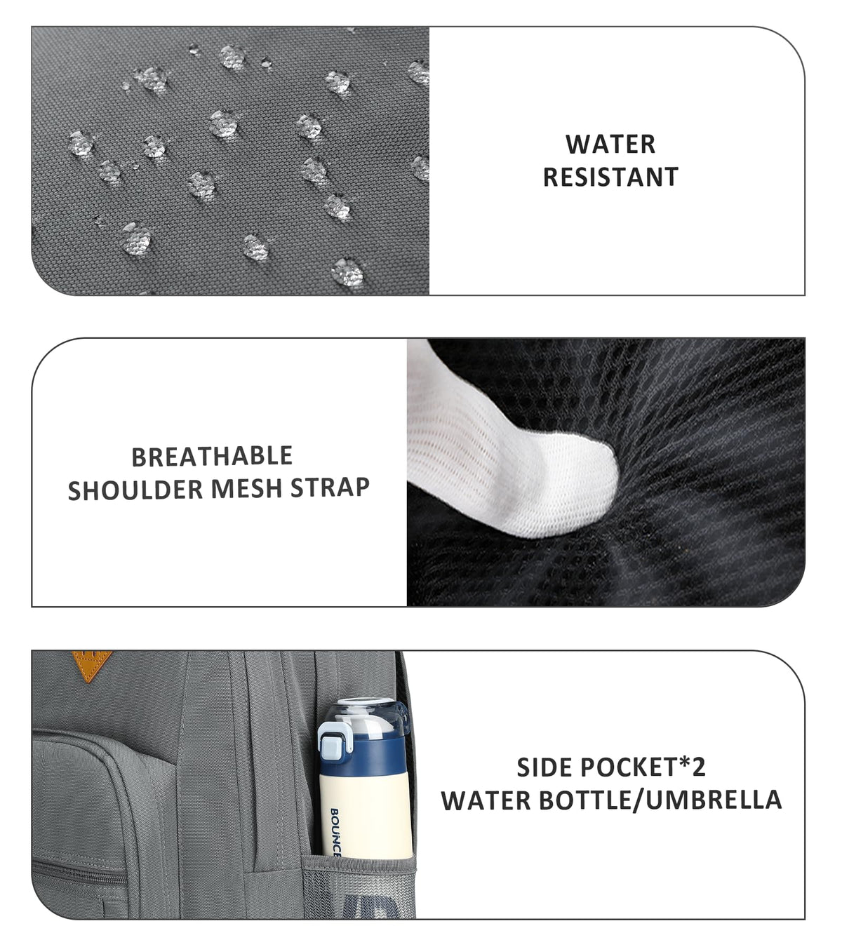 abshoo Classical Basic Womens Travel Backpack For College Men Water Resistant Bookbag (Grey)