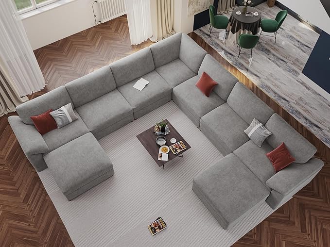 EASE MOOSE Oversized Sectional Modular Sofa, U Shape Sectional Couch Wide Deep
