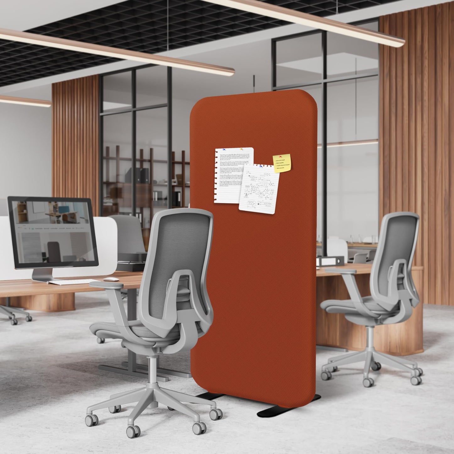DECOLAB Standing Room Divider, Portable Privacy Wall Partition for Studio Apartment, Living Room, Bedroom, Workspace, Scratch Resistance, 29”x65”, Sunrise