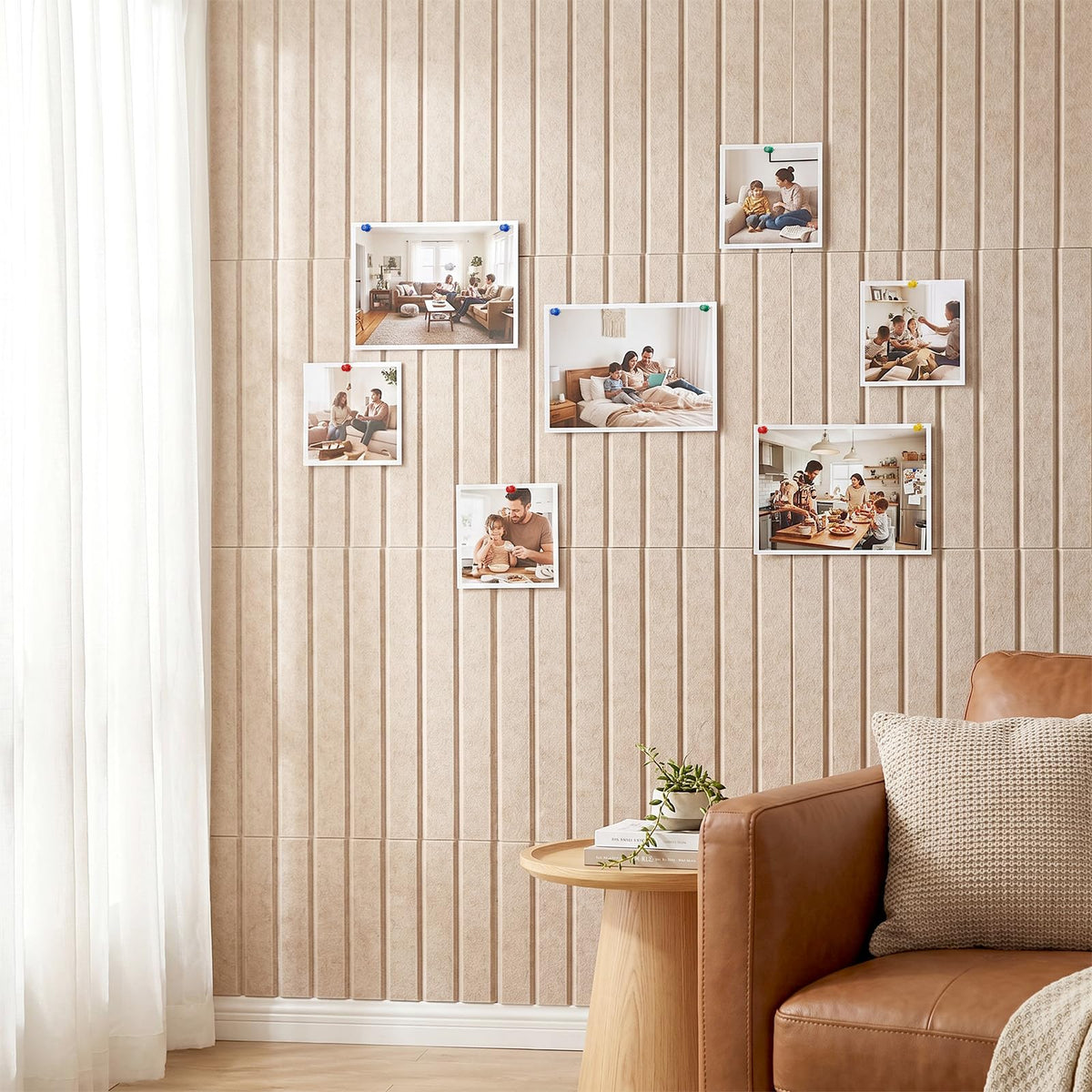 Kuyeyzu 12 Pack Felt Slatted Bulletin Board 11.8x11.8 Inches Alternative to Cork Boards for Walls with 60 Adhesive Tabs and Pushpins for Office Home Room Decor
