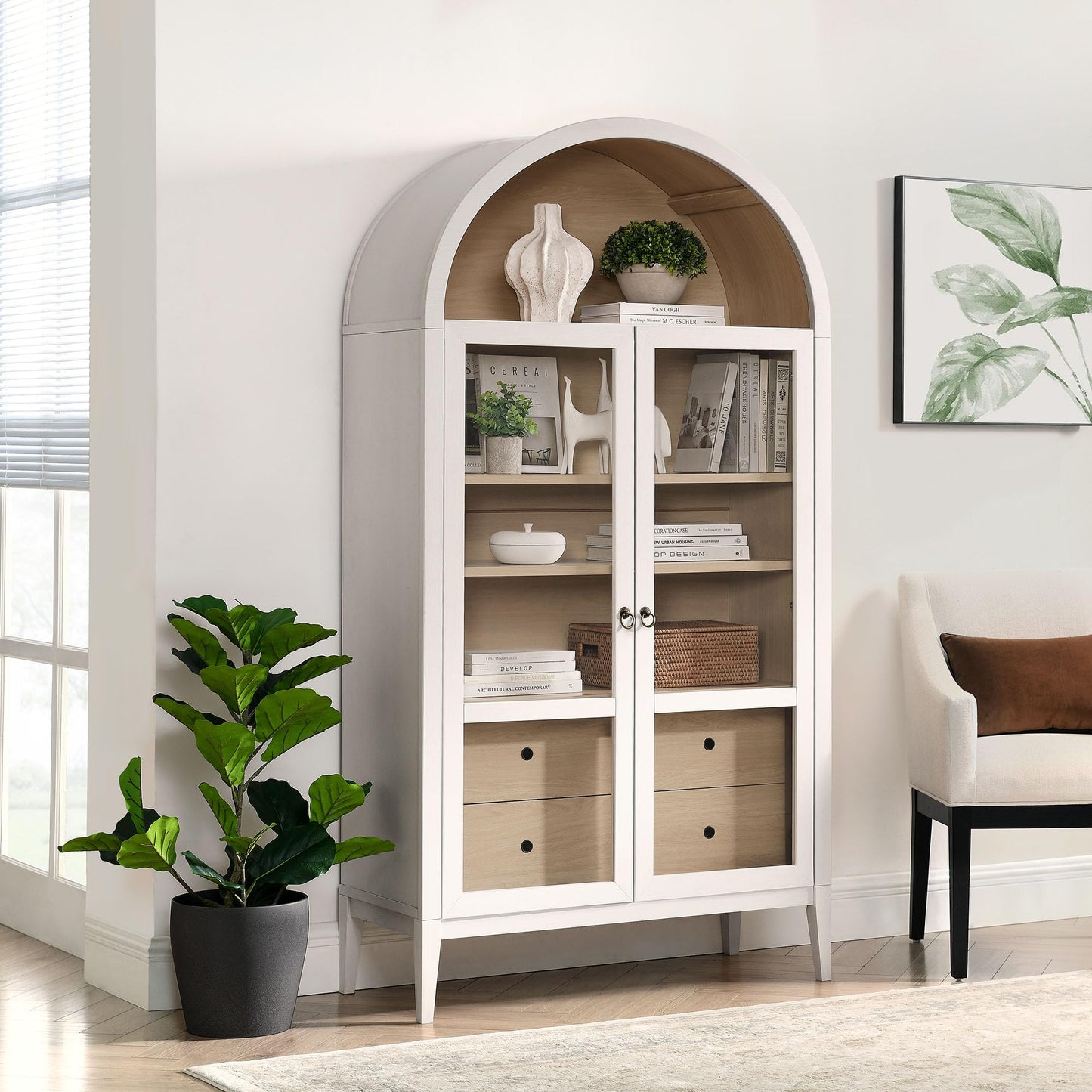 Modway Nolan Arched Storage Display Cabinet - Modern Accent Cabinet for Living Room, Dining Room