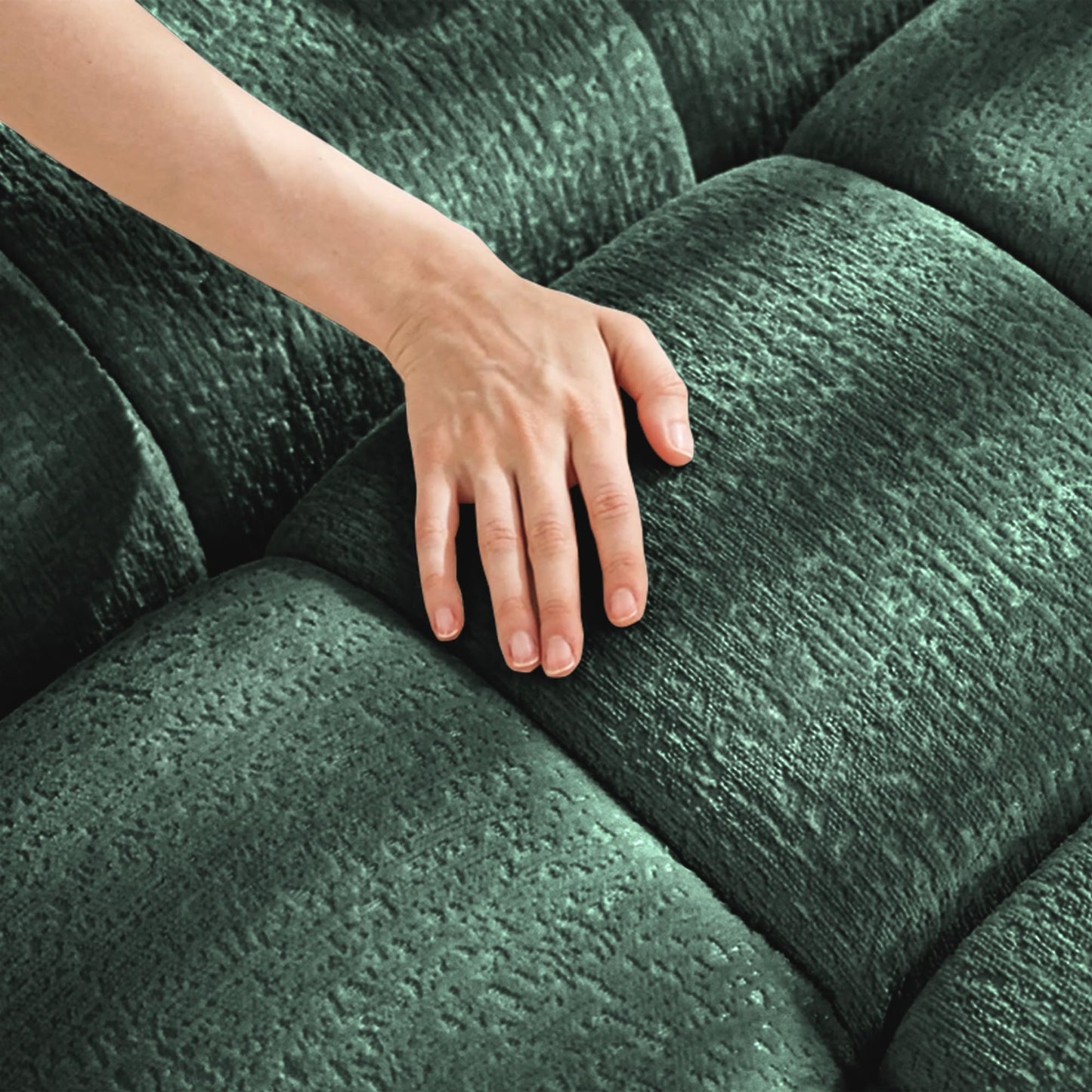 SoarTalent 110.2” Modular Sectional Sofa Couches,Luxury Chenille 3 Seater U-Shaped Sleeper Sofa Cloud Couch with 2 Ottoman and Pillows for Living Room, Apartment, Office(Green)