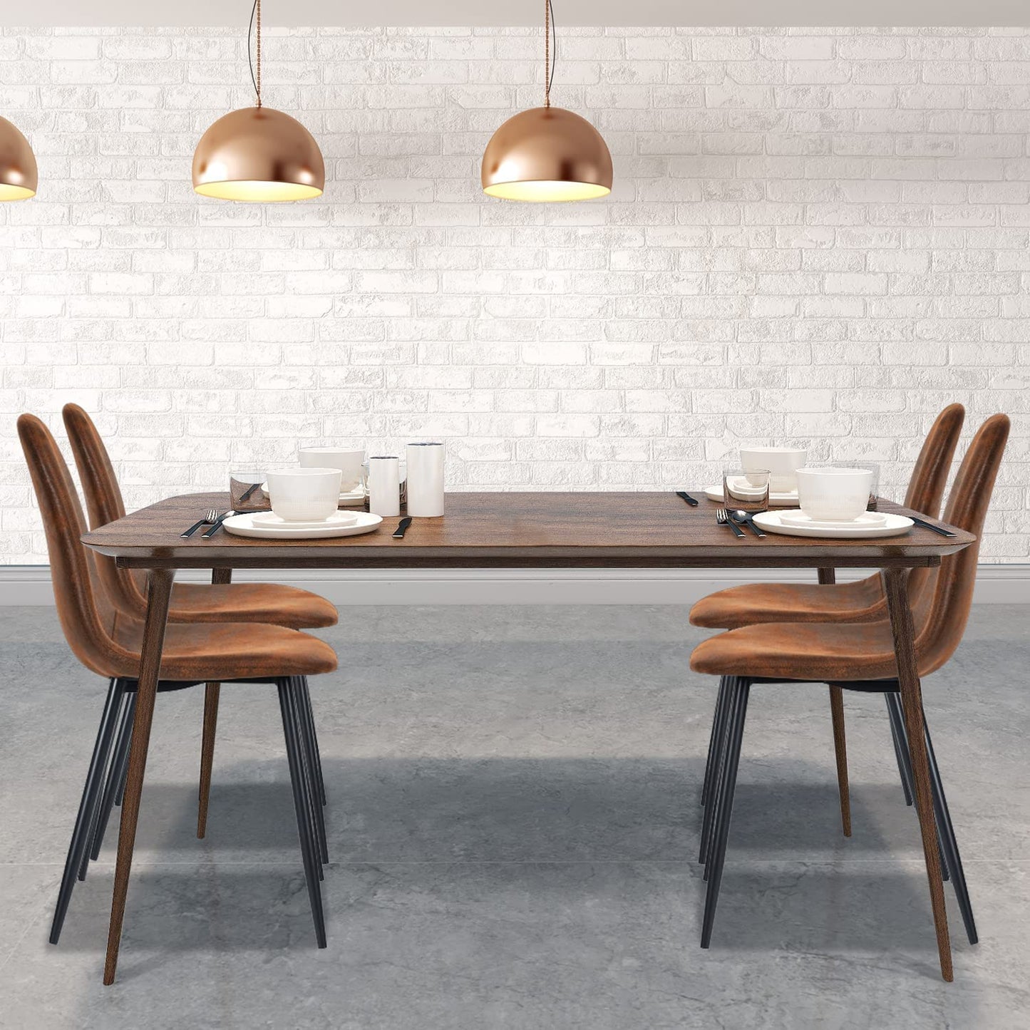 Dining Chairs Set of 4, Modern Suede Fabric Comfortable Side Seating for Kitchen,Guest, Brown