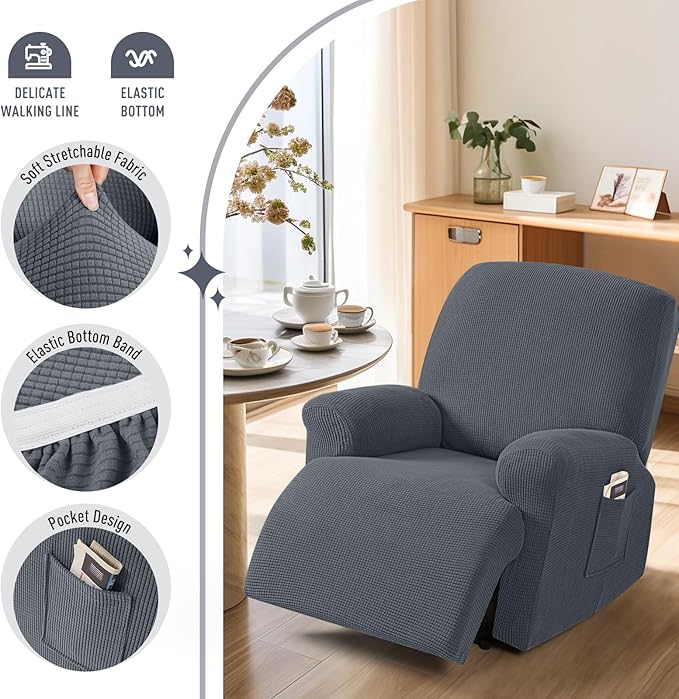 TAOCOCO Oversized Recliner Chair Covers, 1 Seater Streach Recliner Covers Soft
