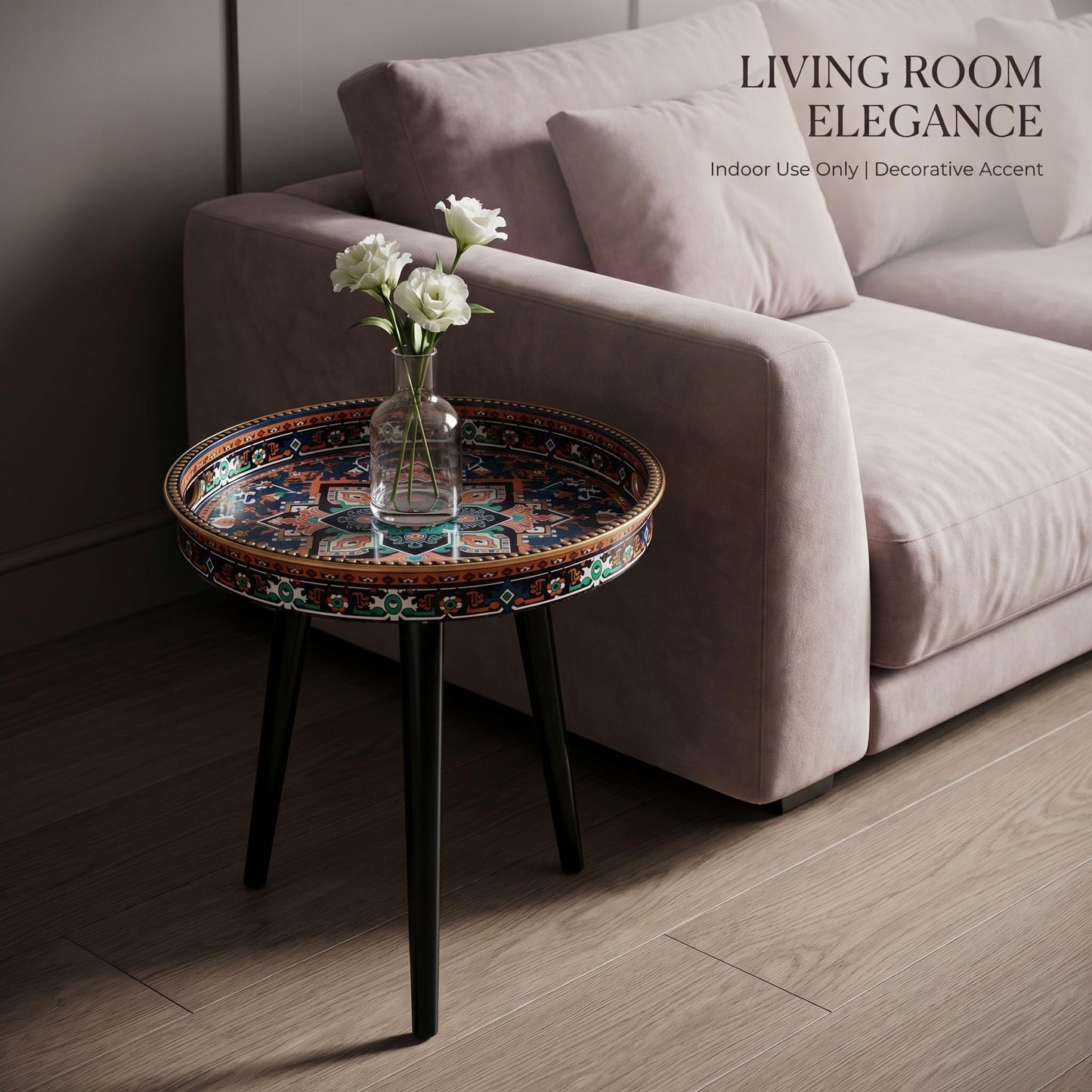 Zosenley Round Indoor Side Tables with Detachable Wooden 3 Legs, Versatile Tray Table, Perfect for Round Coffee Table Tea, and Relaxation Time 17.7 Inch (Ochre Color)