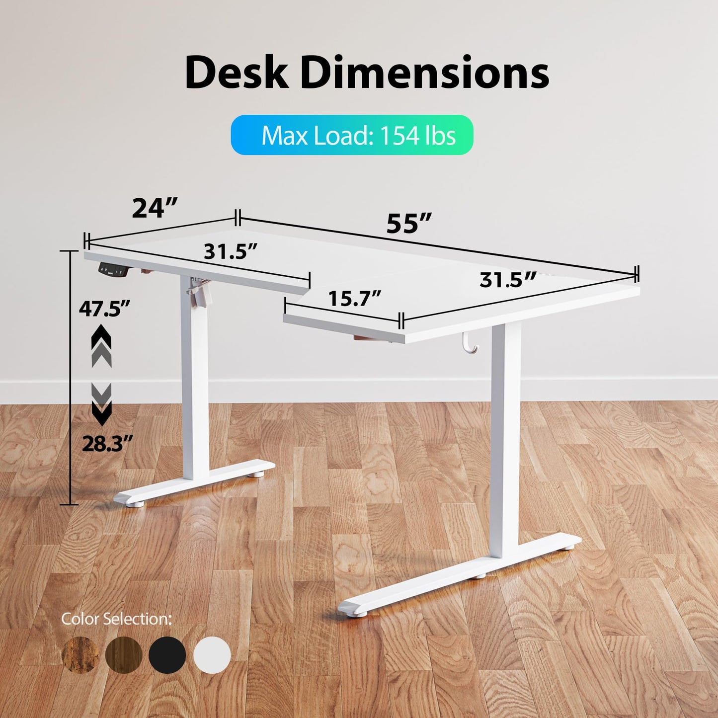 Agilestic Electric Standing Desk, Height Adjustable Desk, 55 x 32 Inch Sit Stand up for Work Office Home, L Shaped Ergonomic Rising Computer Table with Memory Preset, White
