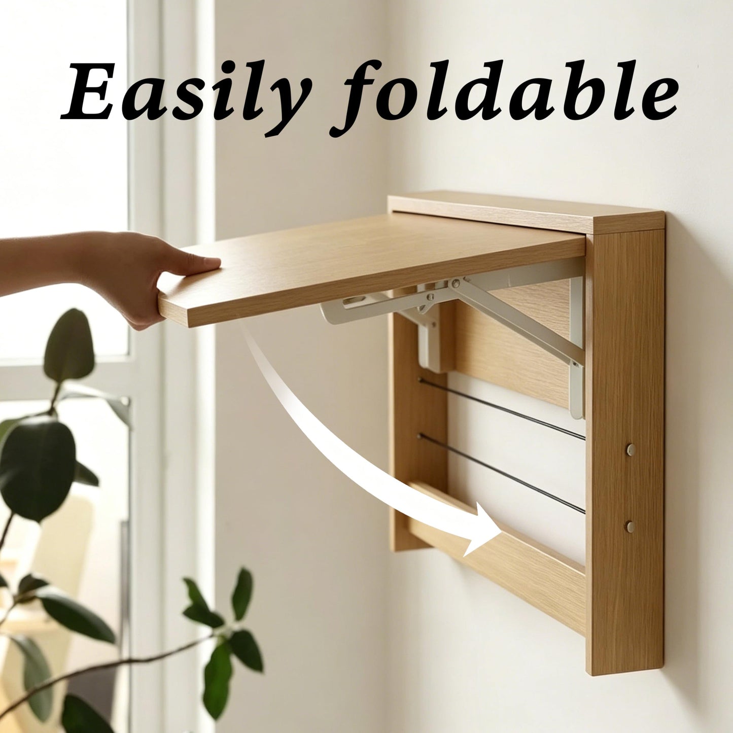 SKVSKV Folding Wall Table, Fold Down Table Wall Mounted, Floating Desk for Wall, Functional Hanging Desk for Home Office Workstation, Laundry Room, Kitchen Dining (24.8 * 16.3inch, Wood Color)