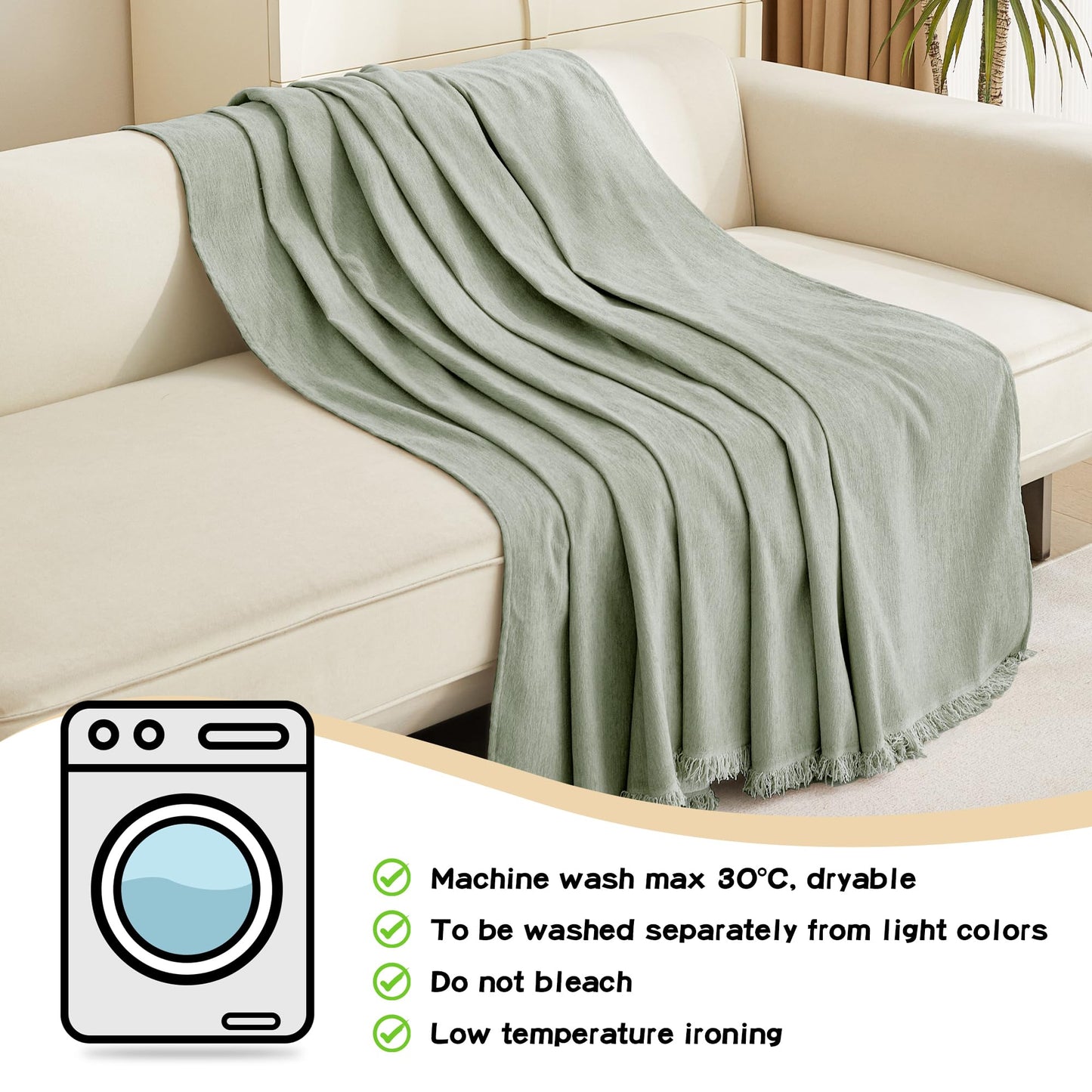 MYSKY HOME Sectional Slipcover Furniture Protector, Couch Cover for Sofa — 2 Pieces Sofa Cover for L Shape Sofa for Pet, Kid, Blanket for 3-4 Cushion Couch (71"x118"+91"x134", Sage Green)