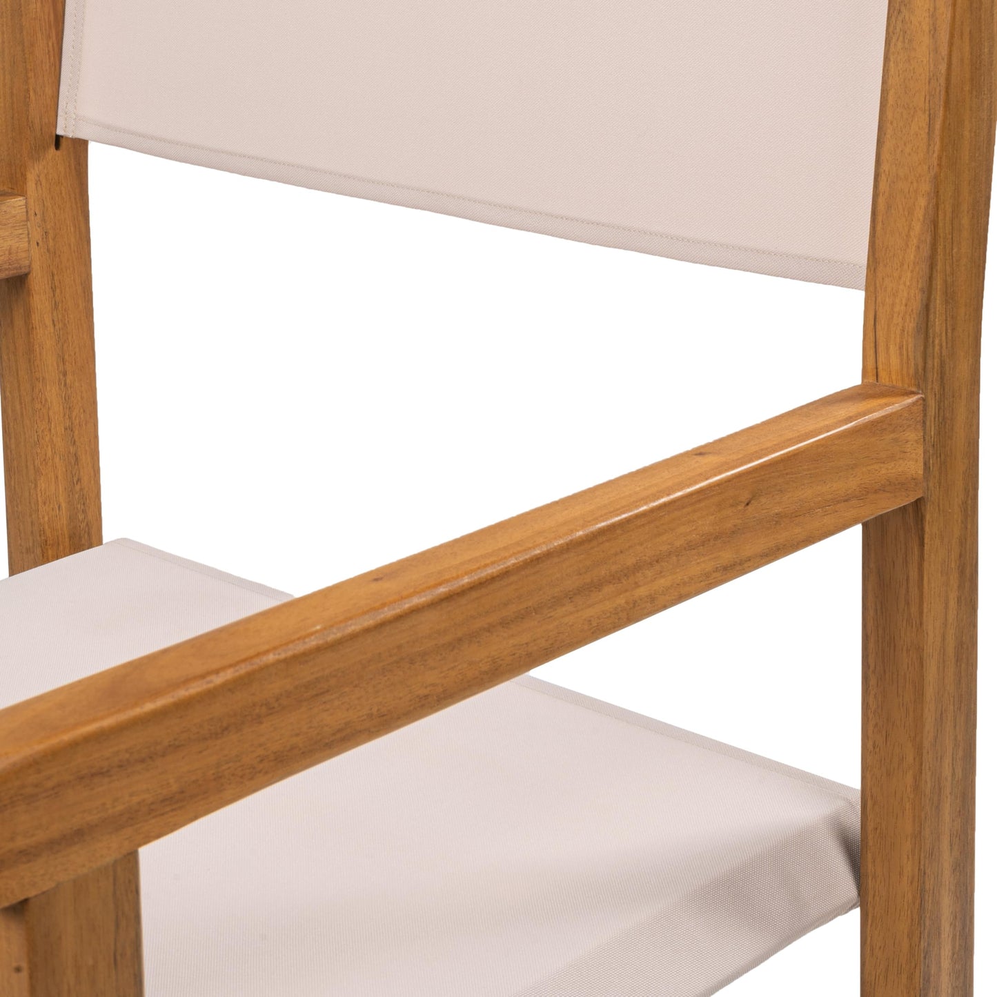 JONATHAN Y Cukor Coastal Acacia Wood Folding Outdoor Director Chair Set of 2 for Patio, Deck & Balcony, Weather-Resistant Teak Brown and Beige, No Assembly Required DRC1000B-SET2