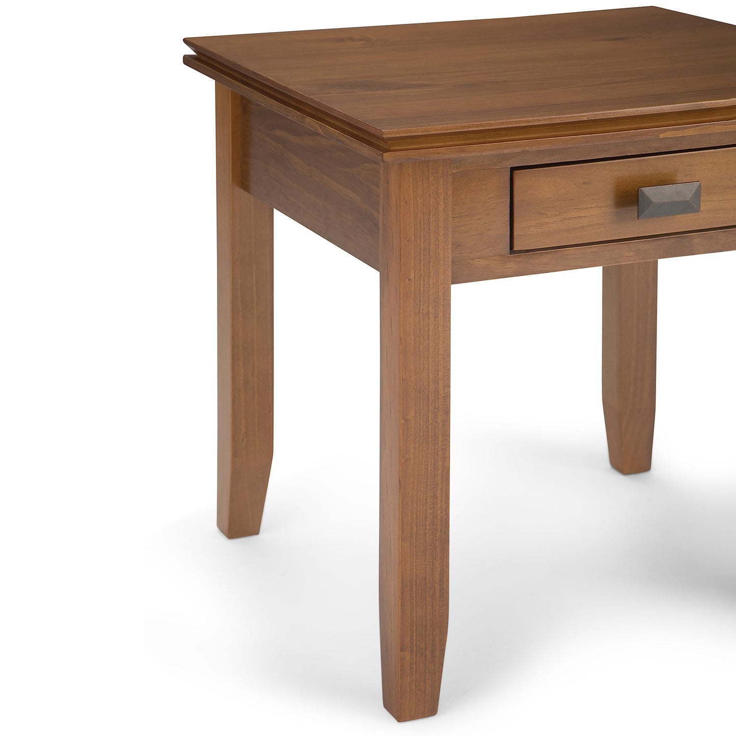 SIMPLIHOME Artisan End Table - 21 inch Wide Solid Wood Square Side Table with Drawer in Honey Brown, Transitional Nightstand or Lamp Stand for Living Room, Bedroom, or Entryway with Tapered Legs