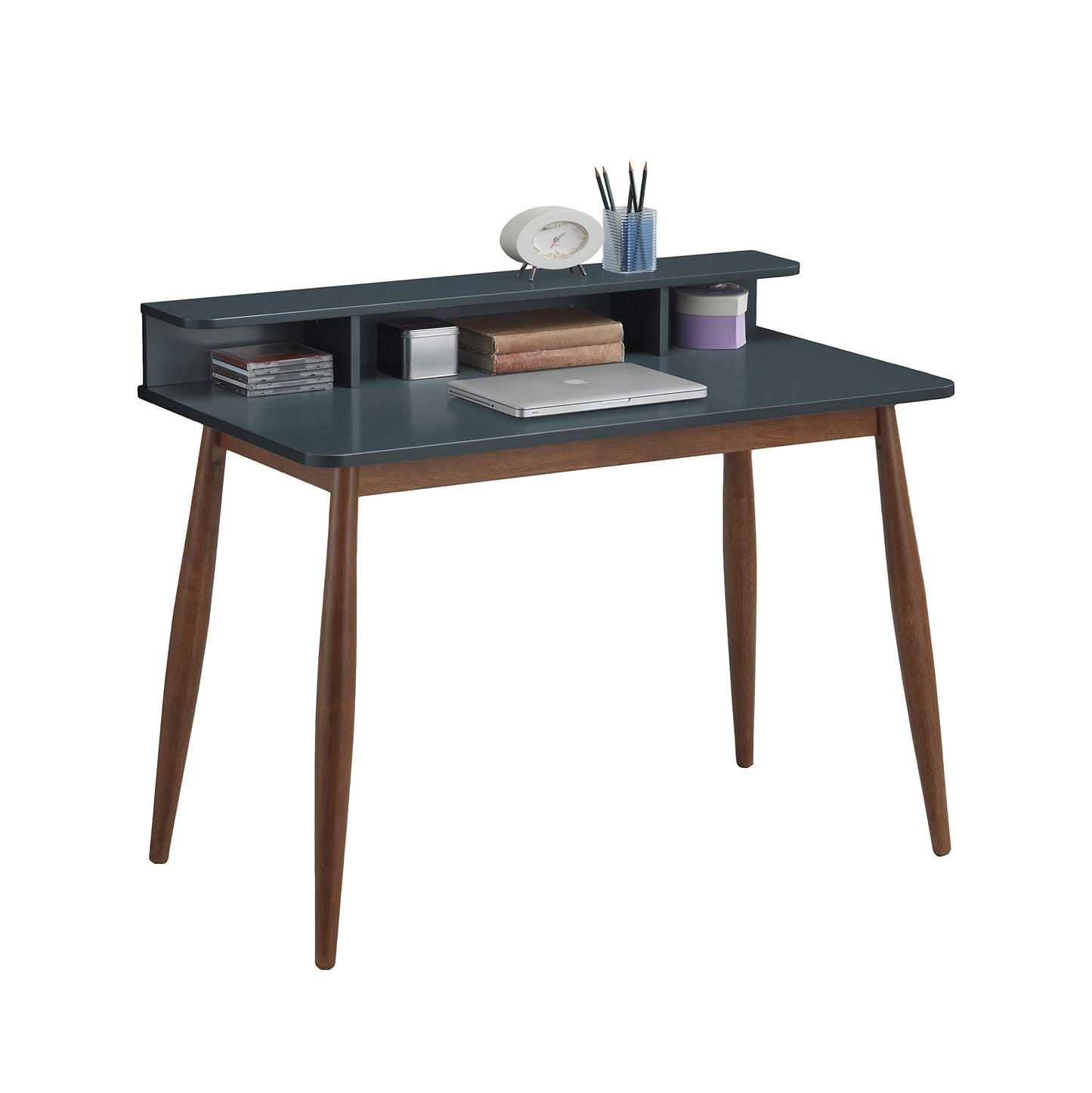 Roundhill Furniture Roskilde Storage Wood Office Desk, Gray