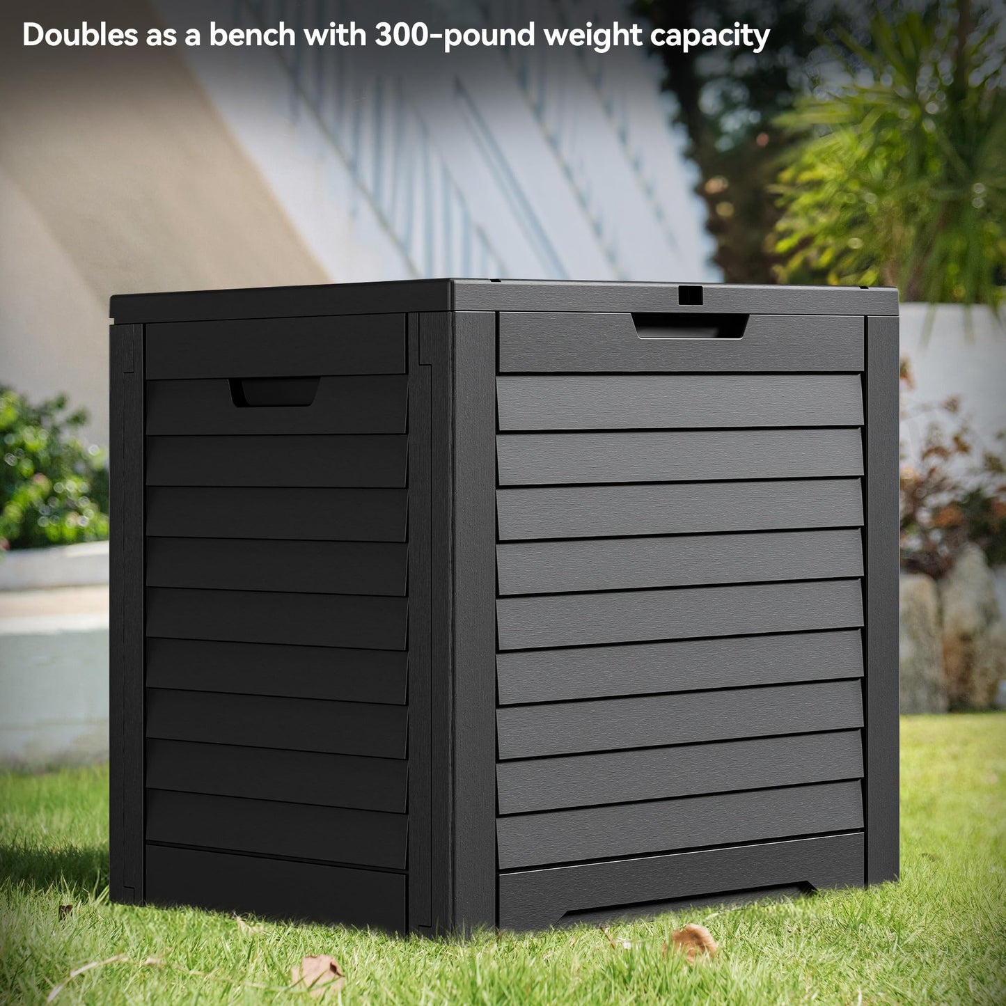 YITAHOME 35 Gallon Outdoor Storage Box, Waterproof Resin Deck Box and Package Delivery with Lockable Lid for Patio Furniture Cushions, Pool Accessories, Garden Tools, Black