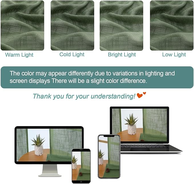 Chyhomenyc Extra Long Sage Green Semi Sheer Curtains 108 Inches Long 2 Panels