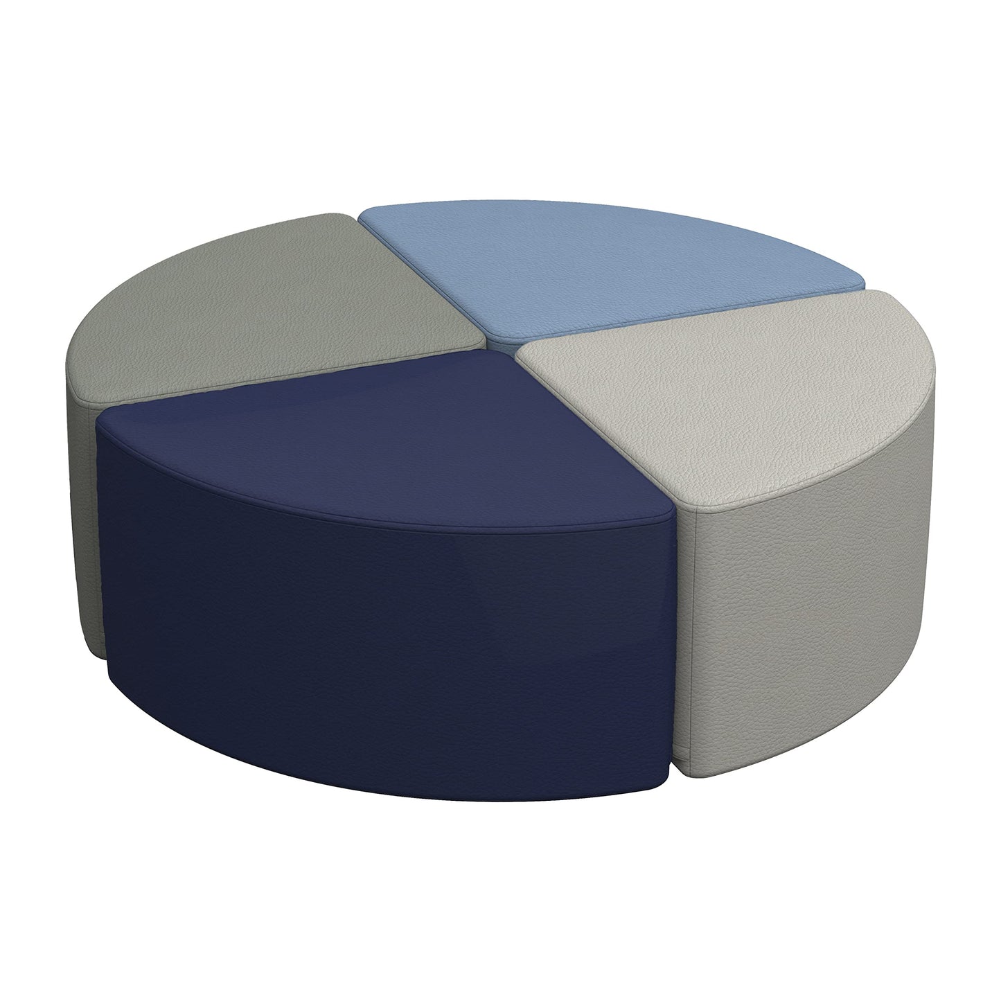FDP SoftScape Pie Ottoman, Collaborative Flexible Seating for Kids, Teens Soft, Sturdy Foam Furniture for In-Home Learning, Classrooms, Offices, Libraries, Junior 12" H (4-Piece) - Navy/Powder Blue