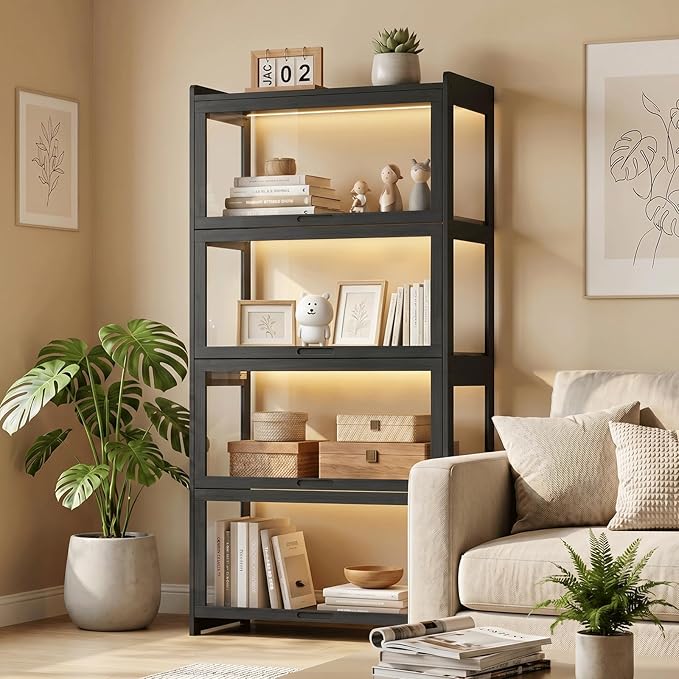 Magshion Display Cabinet with Acrylic Doors, 4-Tier Curio Cabinet