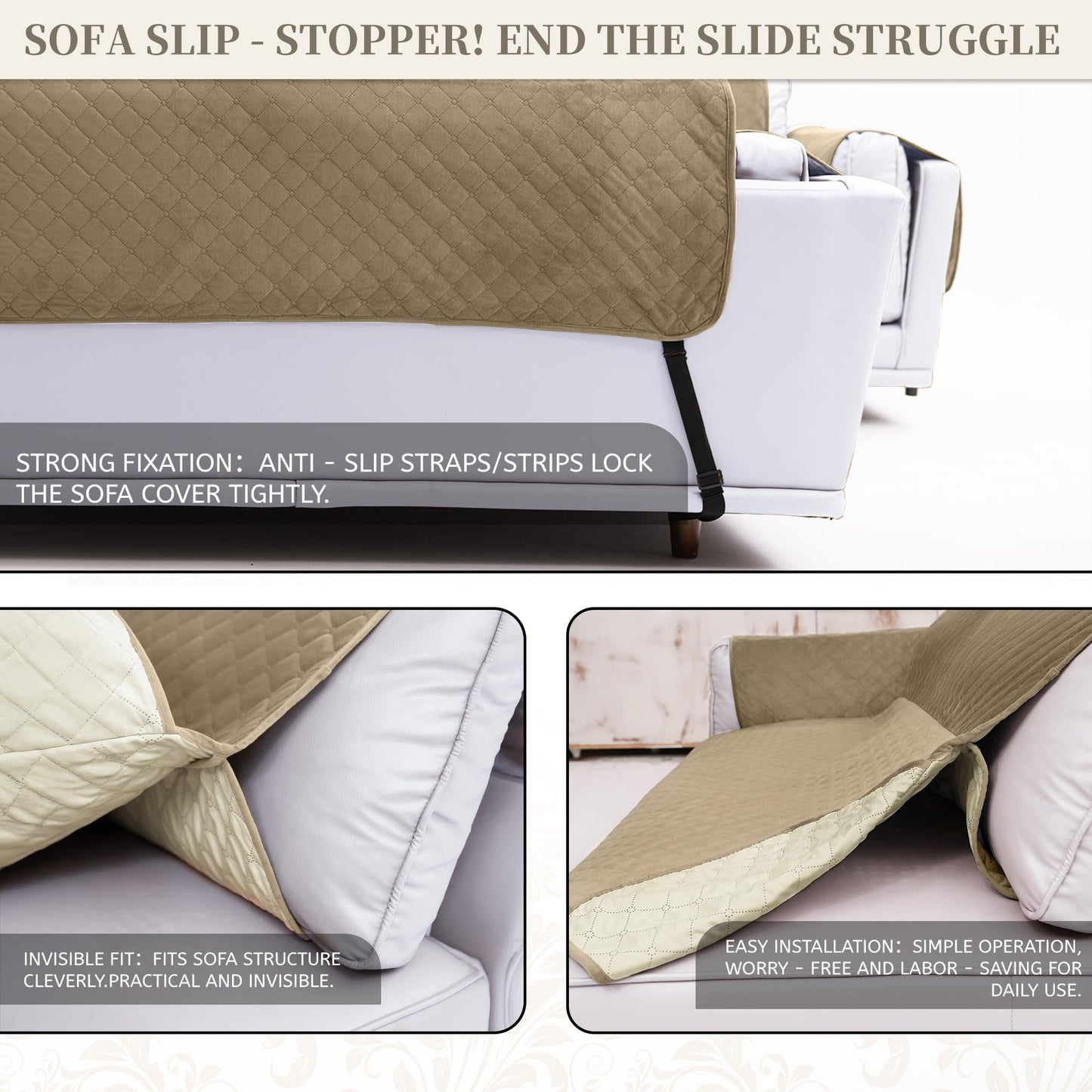 SYJOVIA Sectional Couch Covers for Dogs 100% Waterproof Corner L Shaped Sofa Cover Pet Friendly Velvet Washable Anti Slip L Shape Modular Sofa Slipcover Protector with Pockets (Camel, X-Large)